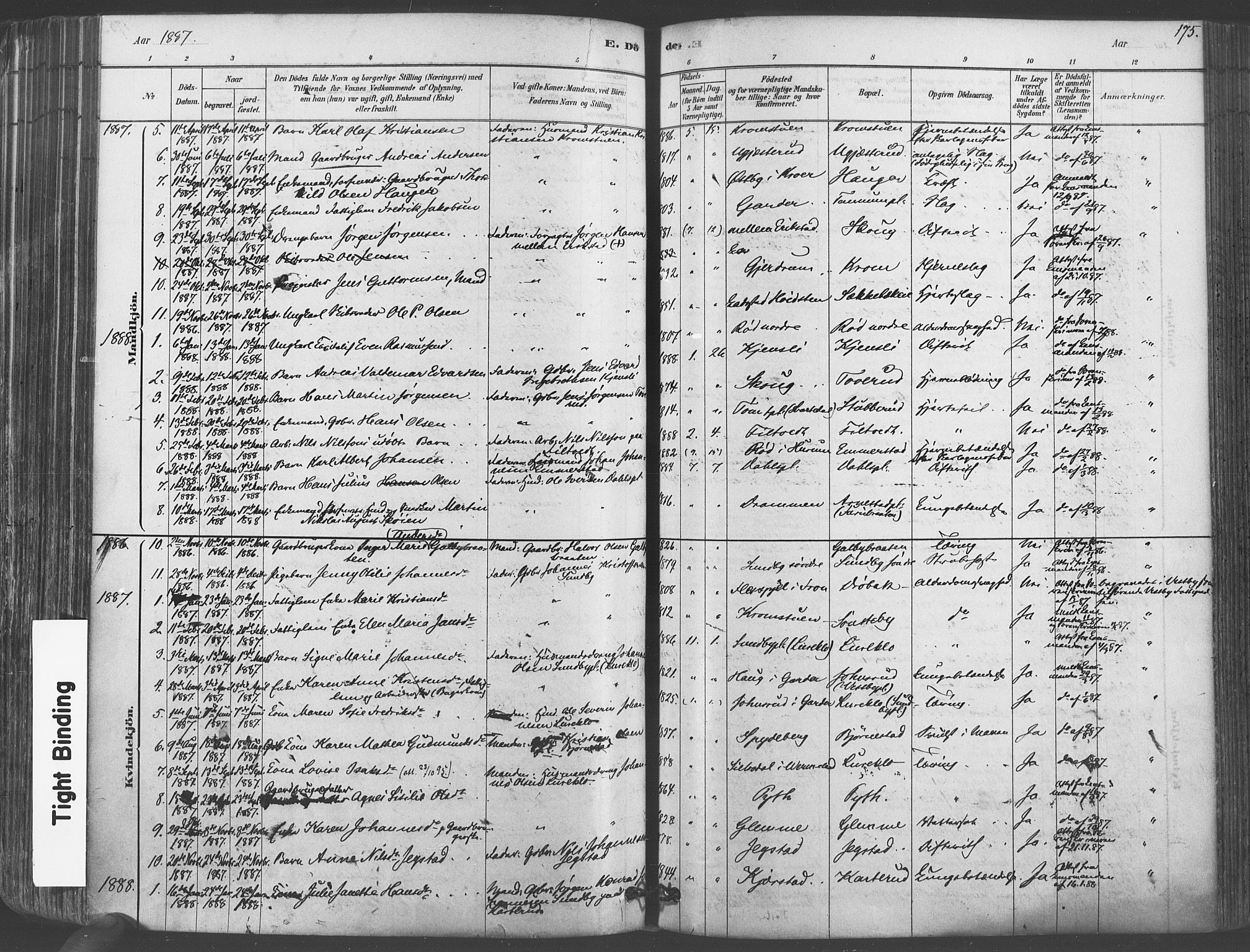 Vestby prestekontor Kirkebøker, AV/SAO-A-10893/F/Fa/L0009: Parish register (official) no. I 9, 1878-1900, p. 175