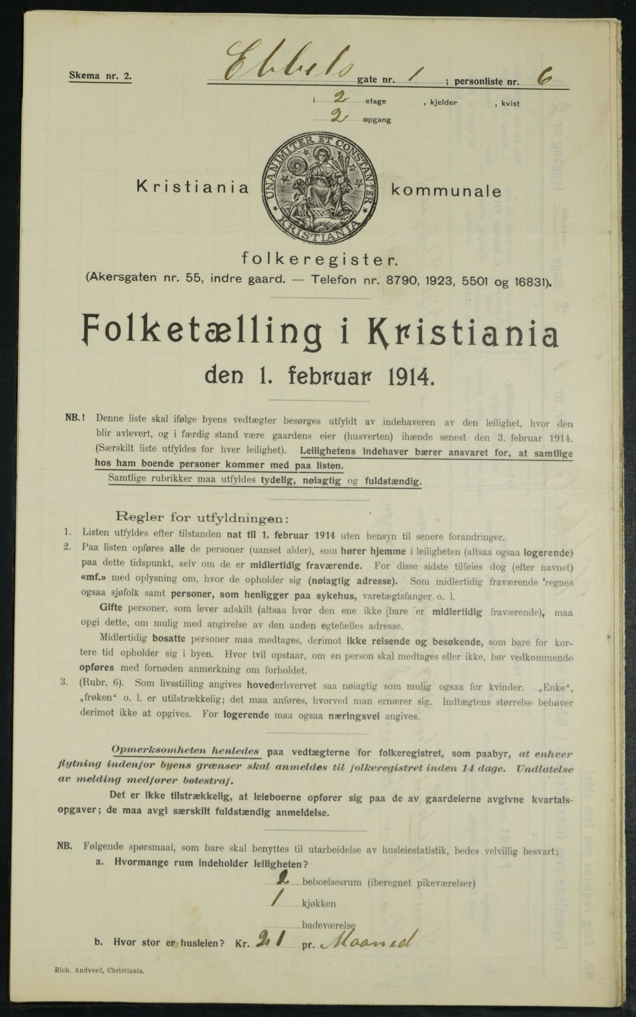 OBA, Municipal Census 1914 for Kristiania, 1914, p. 18225