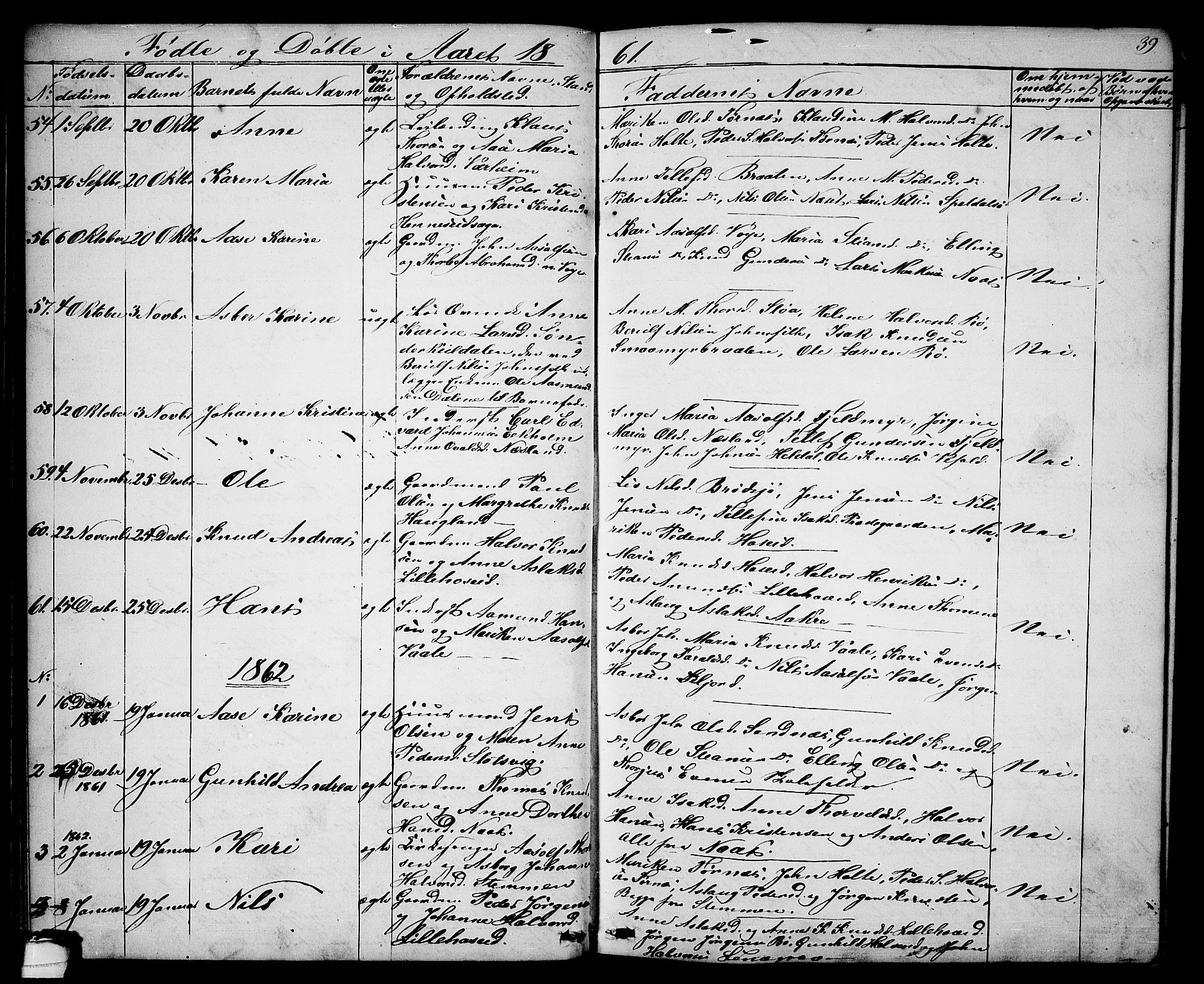 Drangedal kirkebøker, SAKO/A-258/G/Ga/L0002: Parish register (copy) no. I 2, 1856-1887, p. 39