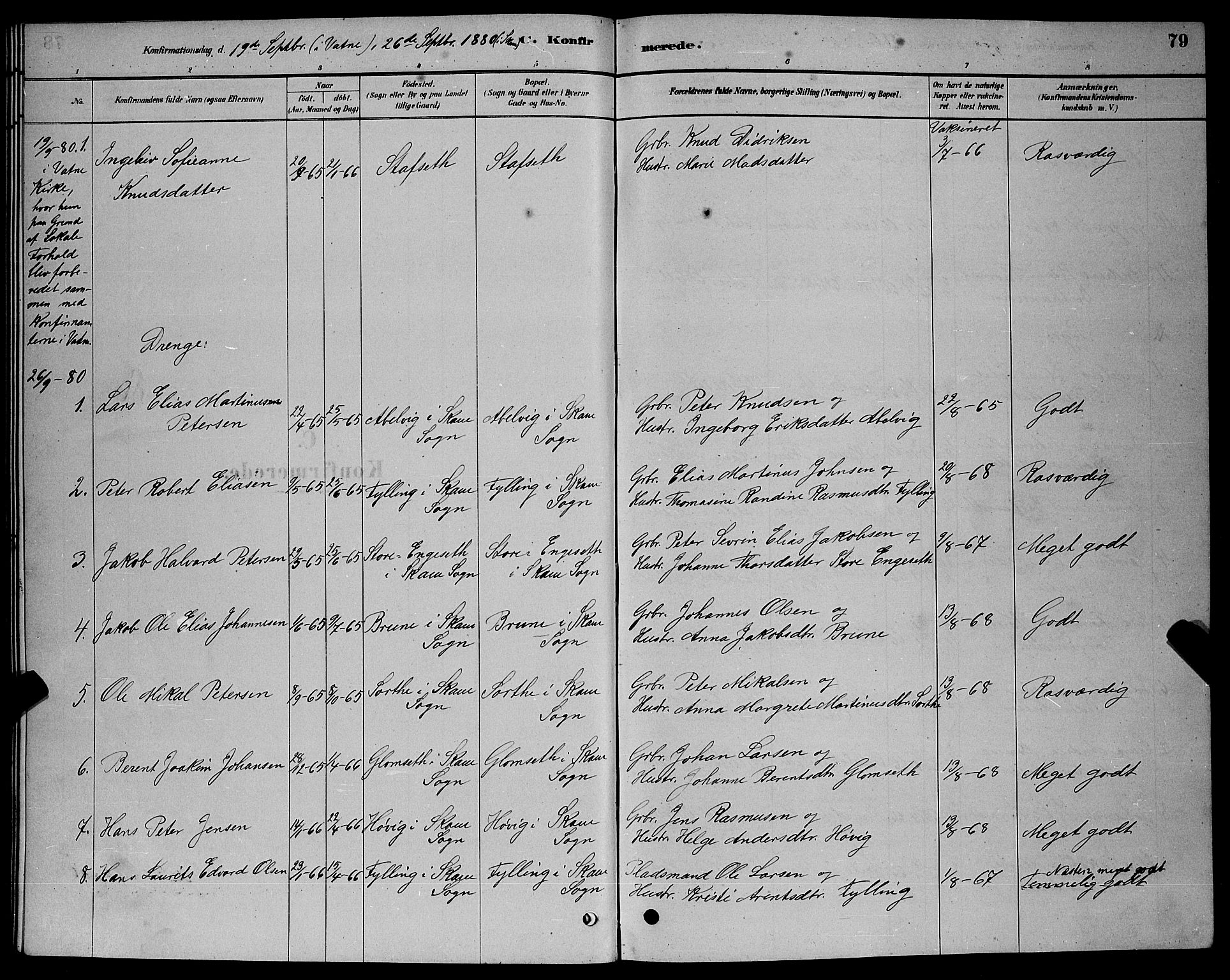 Ministerialprotokoller, klokkerbøker og fødselsregistre - Møre og Romsdal, SAT/A-1454/524/L0365: Parish register (copy) no. 524C06, 1880-1899, p. 79