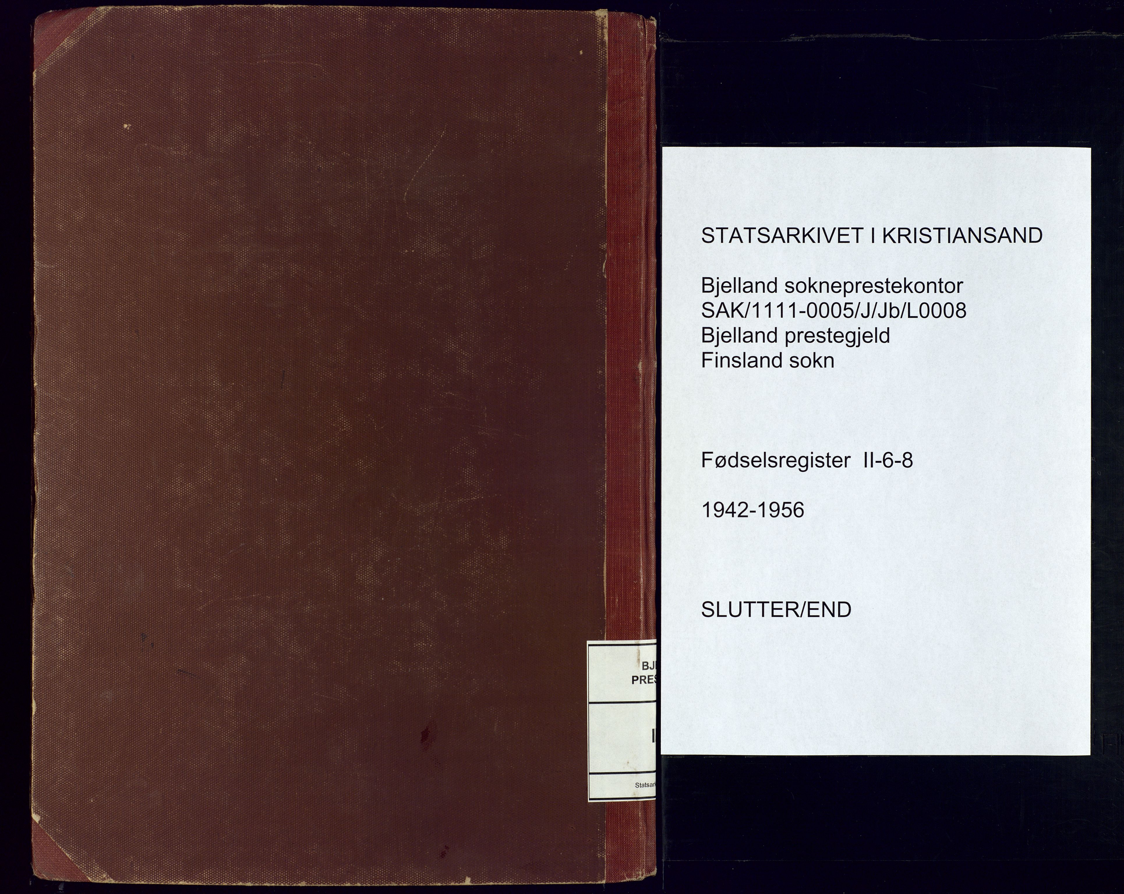 Bjelland sokneprestkontor, AV/SAK-1111-0005/J/Jb/L0008: Birth register no. II.6.8, 1942-1956