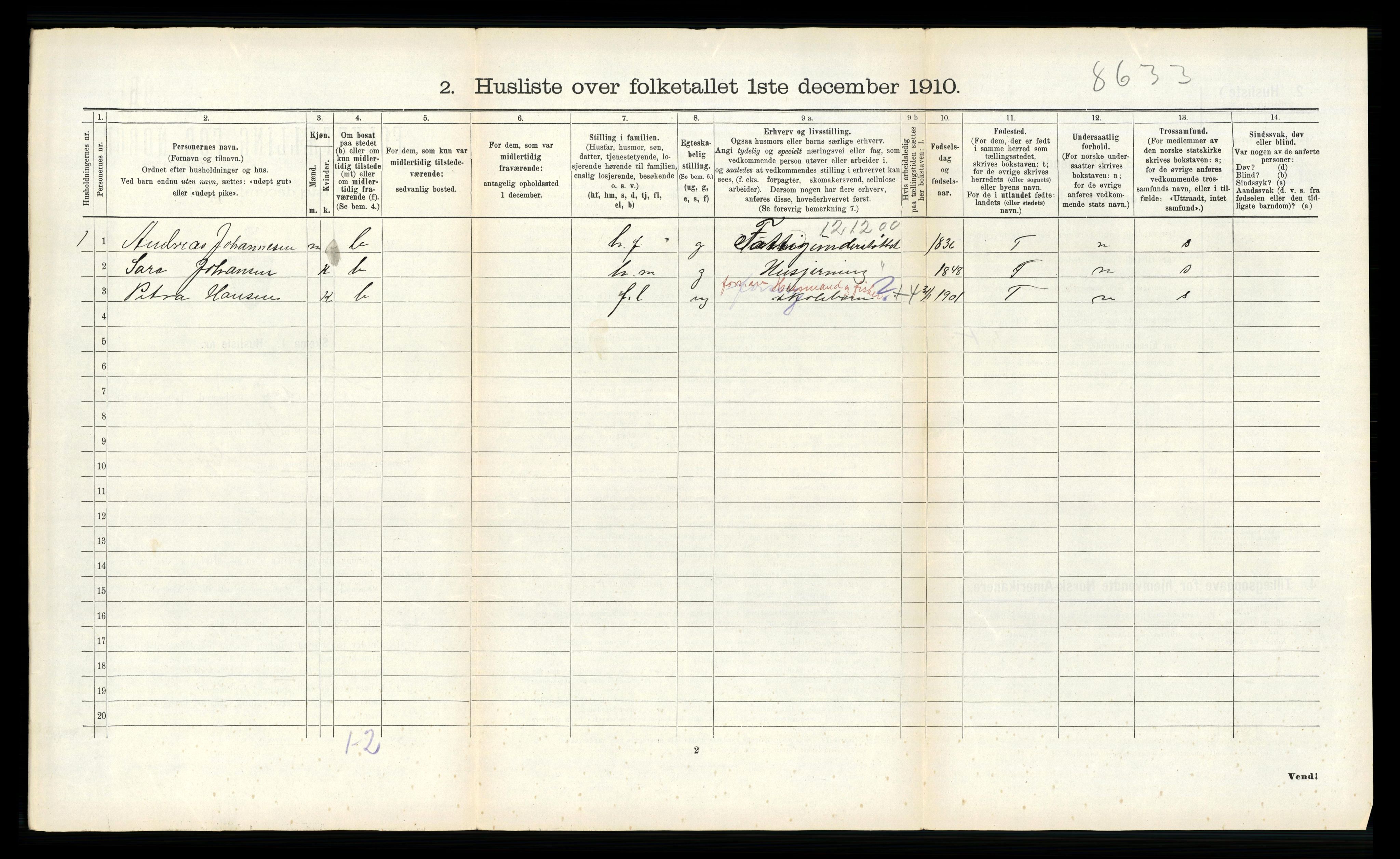 RA, 1910 census for Gimsøy, 1910, p. 340