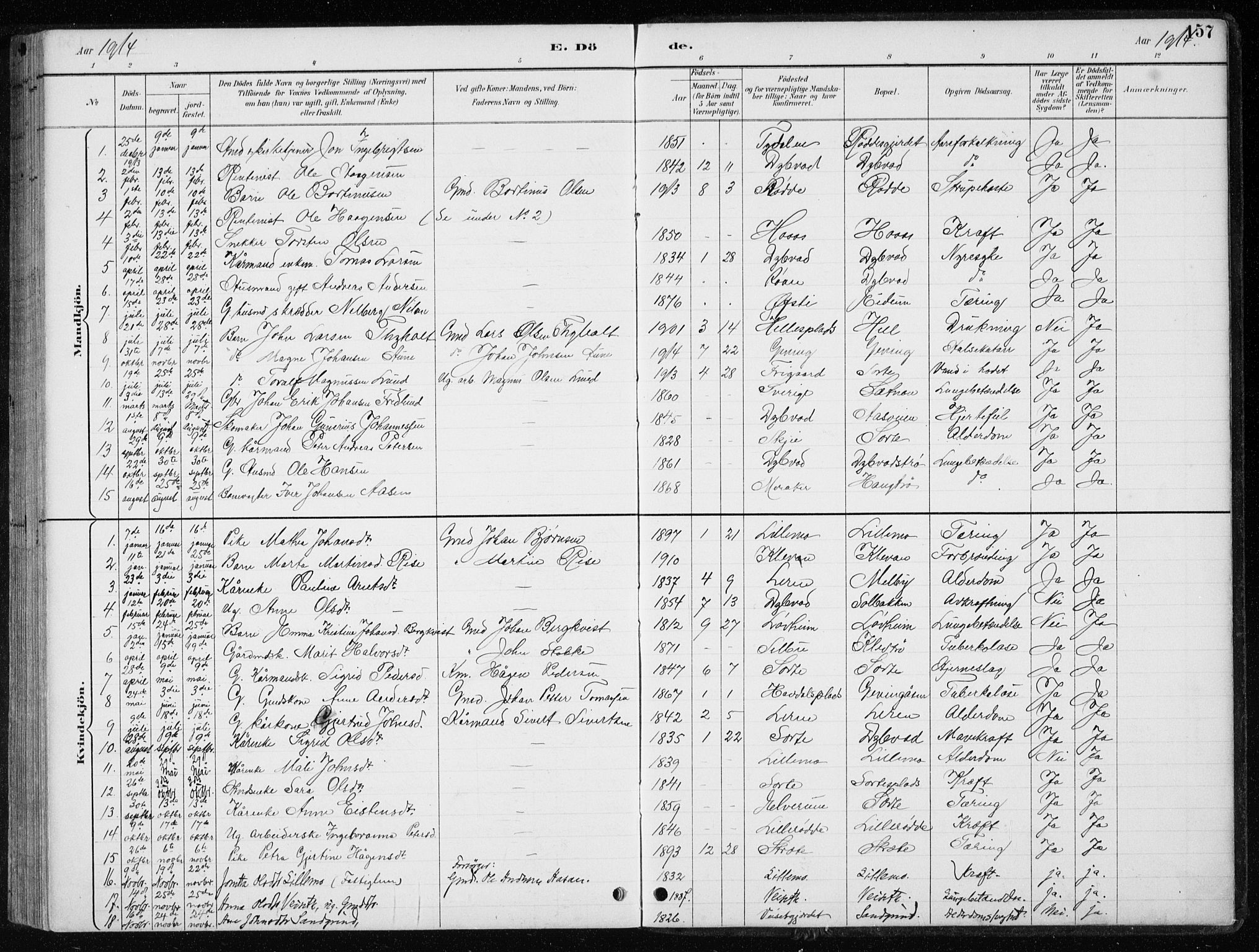 Ministerialprotokoller, klokkerbøker og fødselsregistre - Nord-Trøndelag, SAT/A-1458/710/L0096: Parish register (copy) no. 710C01, 1892-1925, p. 157