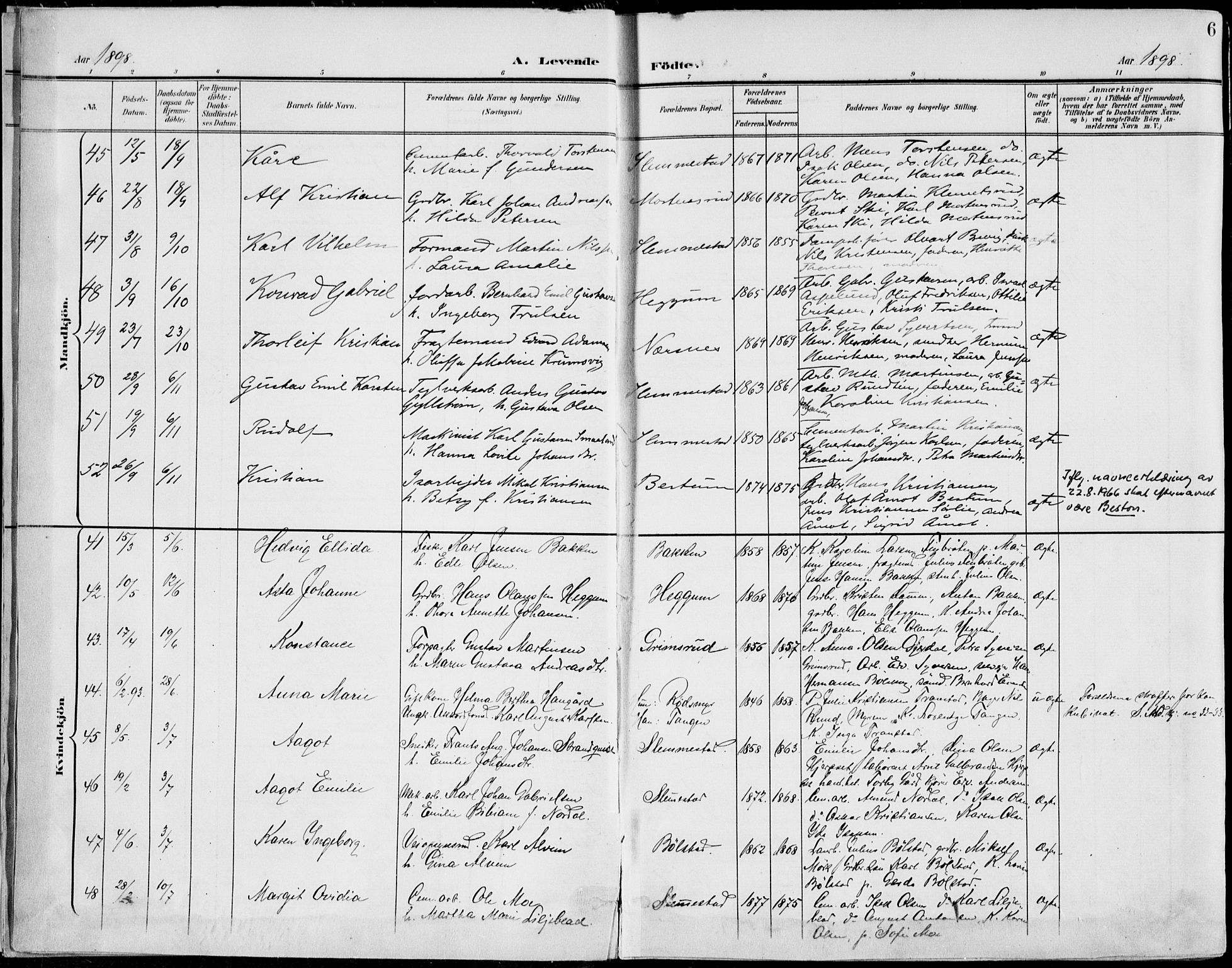 Røyken kirkebøker, SAKO/A-241/F/Fa/L0009: Parish register (official) no. 9, 1898-1911, p. 6