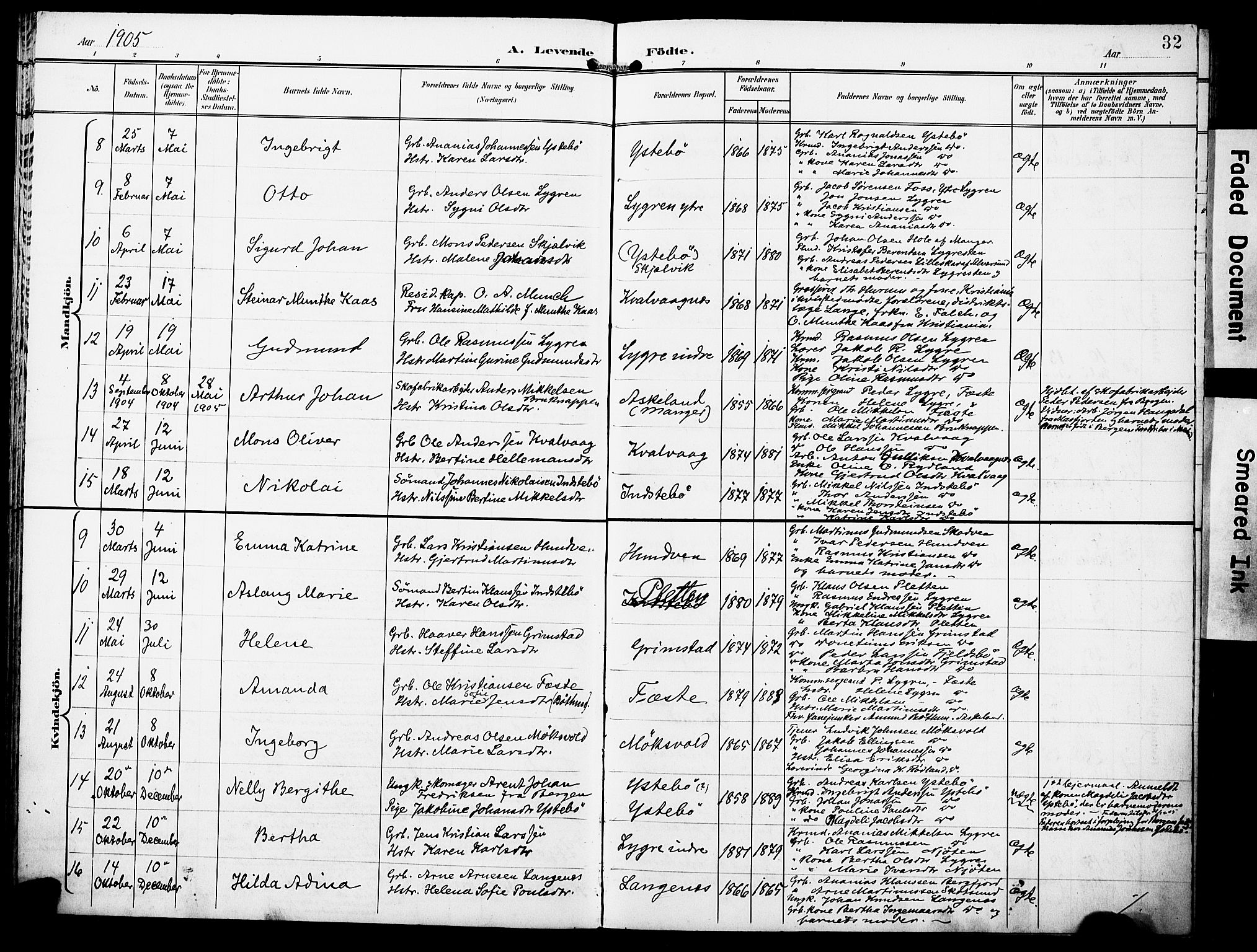 Lindås Sokneprestembete, SAB/A-76701/H/Haa: Parish register (official) no. E 2, 1897-1912, p. 32