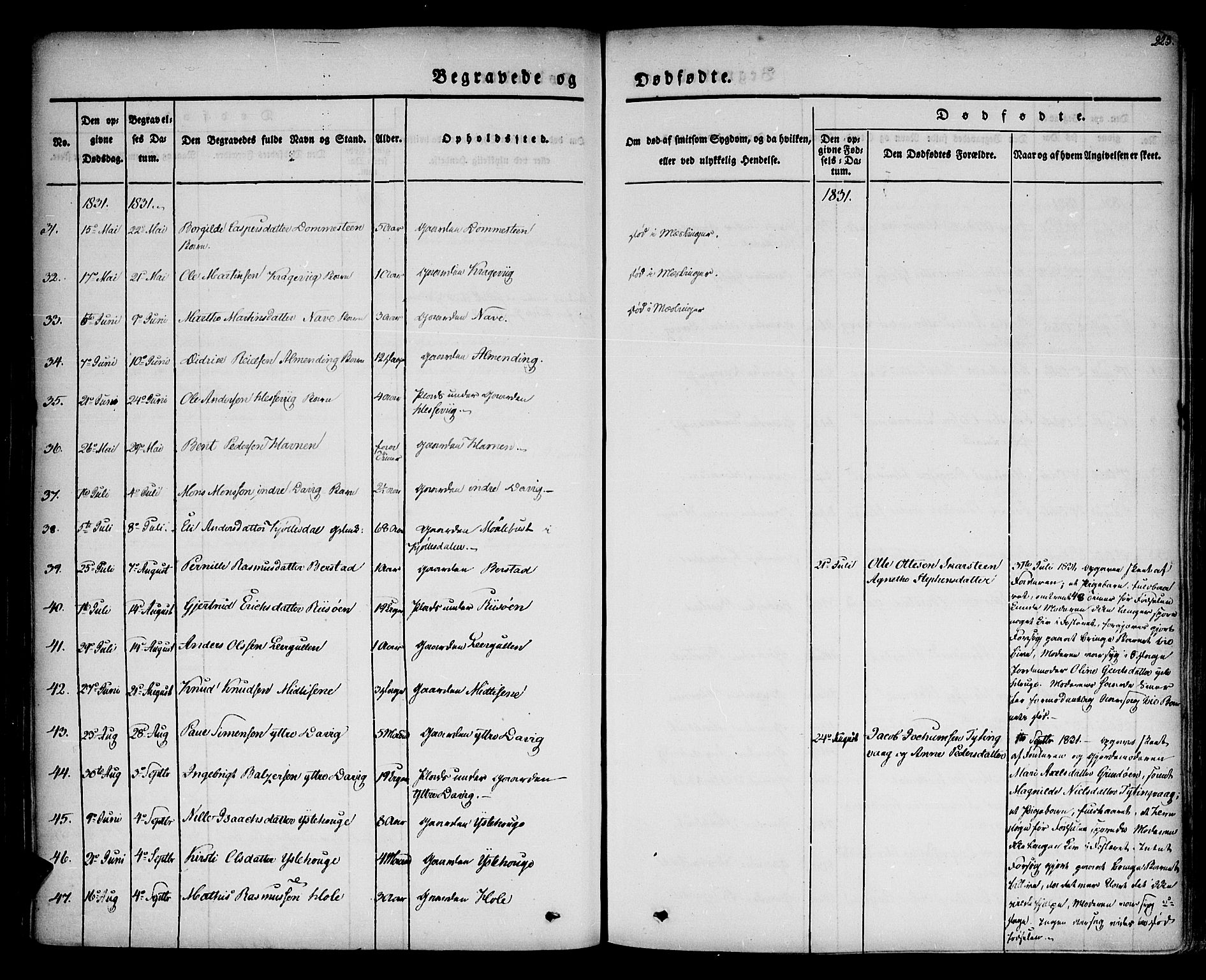 Davik sokneprestembete, AV/SAB-A-79701/H/Haa/Haaa/L0004: Parish register (official) no. A 4, 1830-1849, p. 223