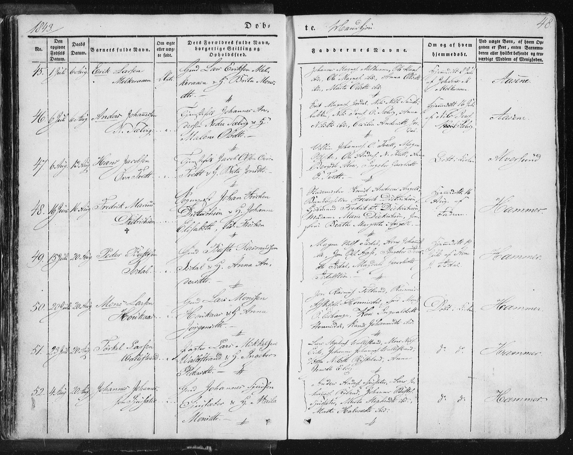 Hamre sokneprestembete, AV/SAB-A-75501/H/Ha/Haa/Haaa/L0012: Parish register (official) no. A 12, 1834-1845, p. 48