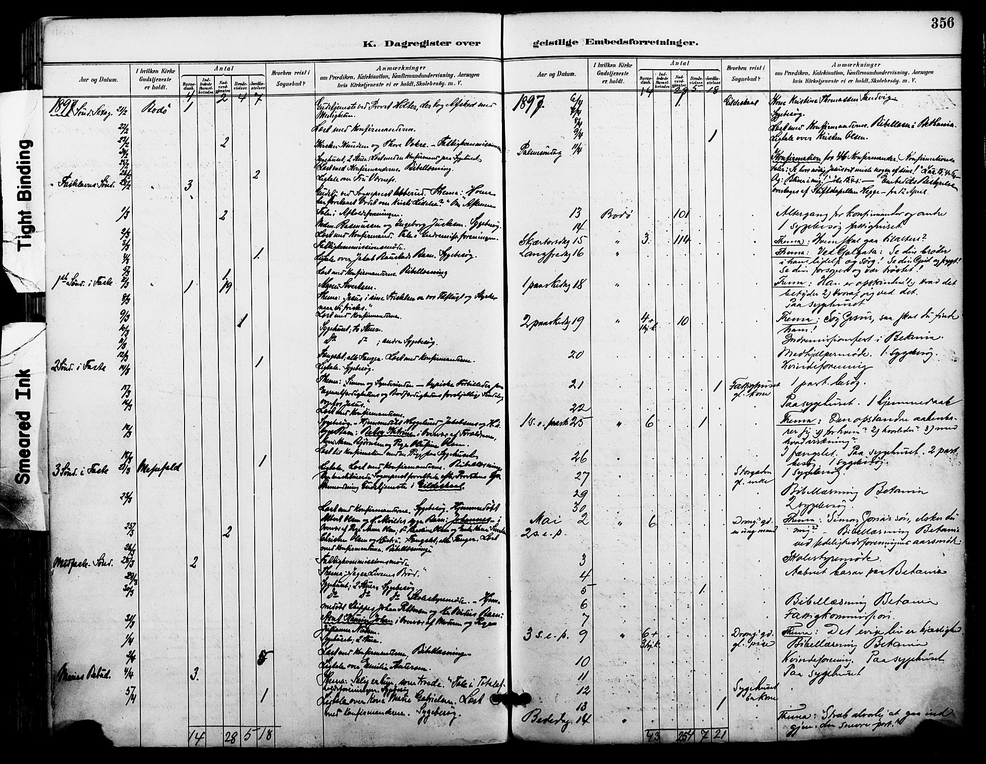 Ministerialprotokoller, klokkerbøker og fødselsregistre - Nordland, SAT/A-1459/801/L0010: Parish register (official) no. 801A10, 1888-1899, p. 356