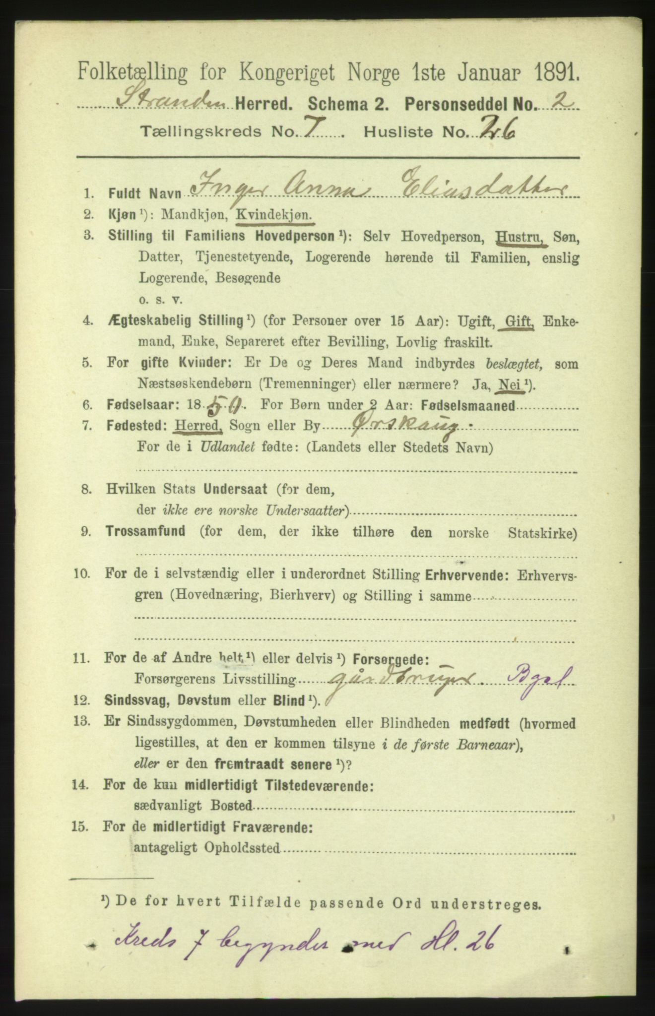 RA, 1891 census for 1525 Stranda, 1891, p. 1683