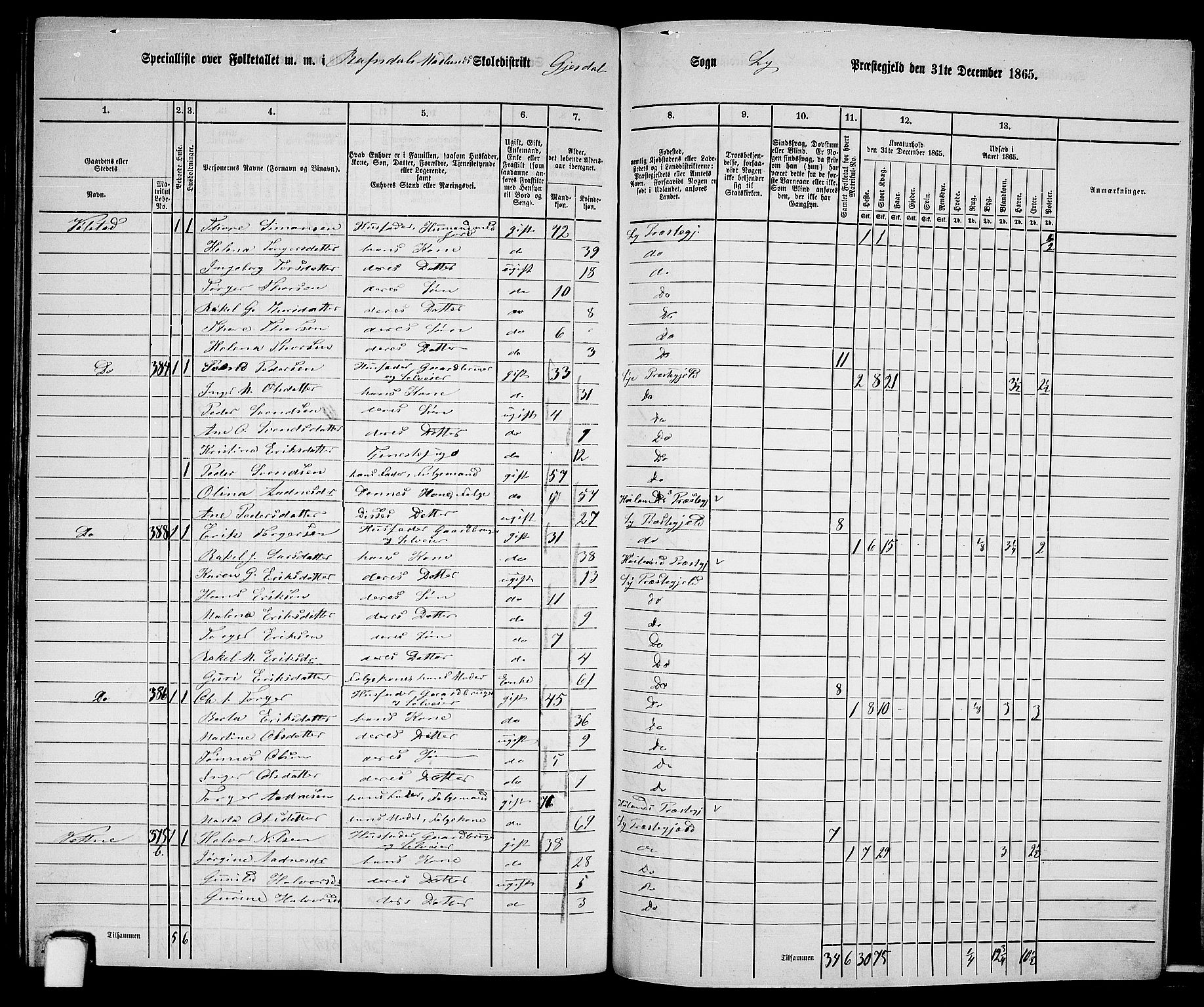 RA, 1865 census for Lye, 1865, p. 145