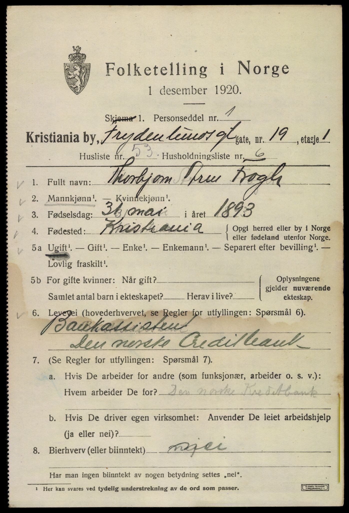 SAO, 1920 census for Kristiania, 1920, p. 245249