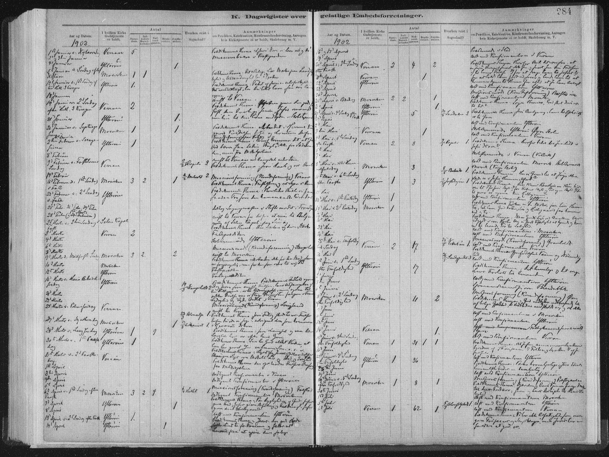 Ministerialprotokoller, klokkerbøker og fødselsregistre - Nord-Trøndelag, SAT/A-1458/722/L0220: Parish register (official) no. 722A07, 1881-1908, p. 284