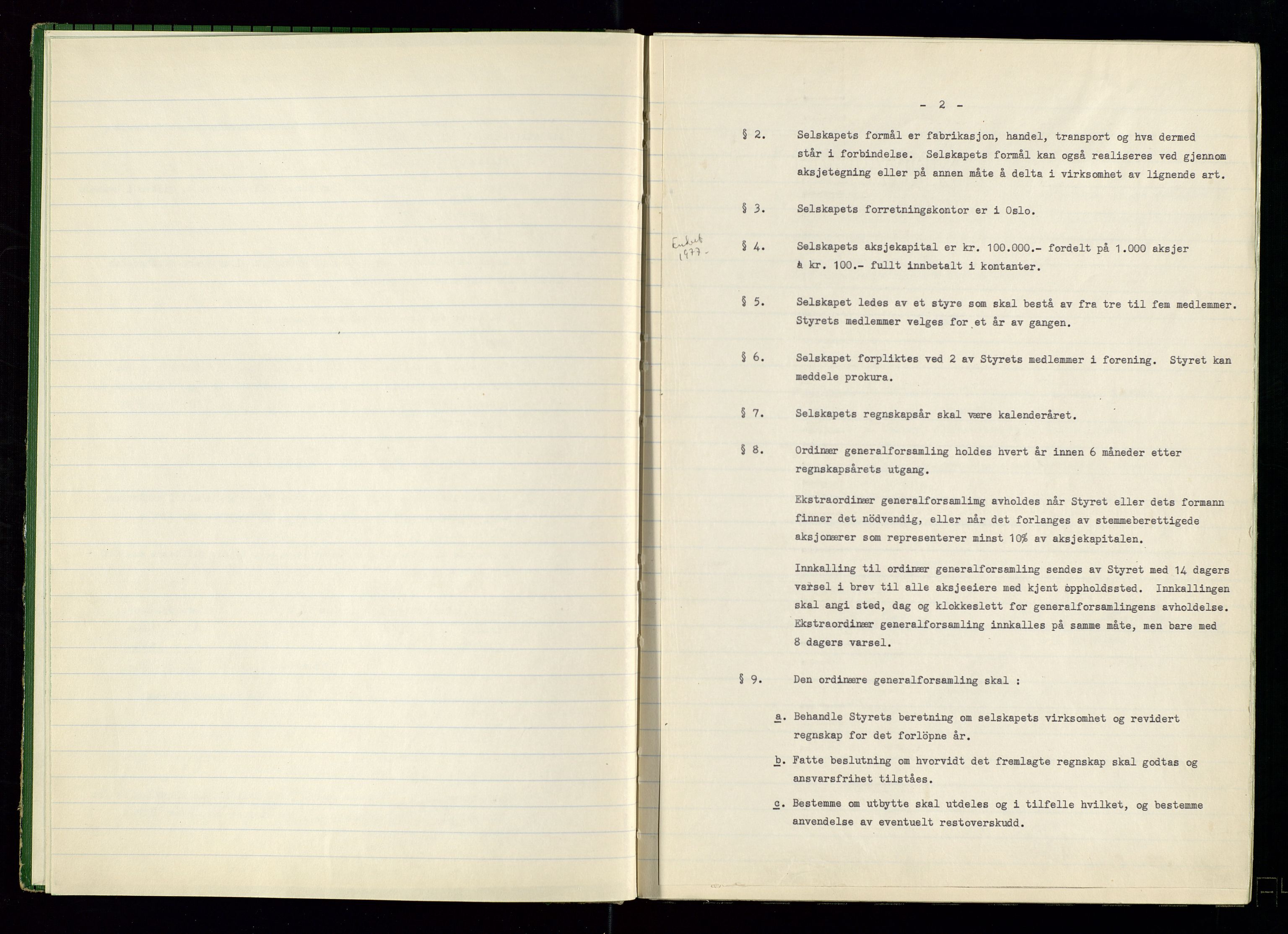 PA 1538 - Exxon Chemical Norge A/S, SAST/A-101958/A/Aa/L0001/0002: Generalforsamlinger og styreprotokoller / Protokoll for generalforsamlinger, 1966-1996