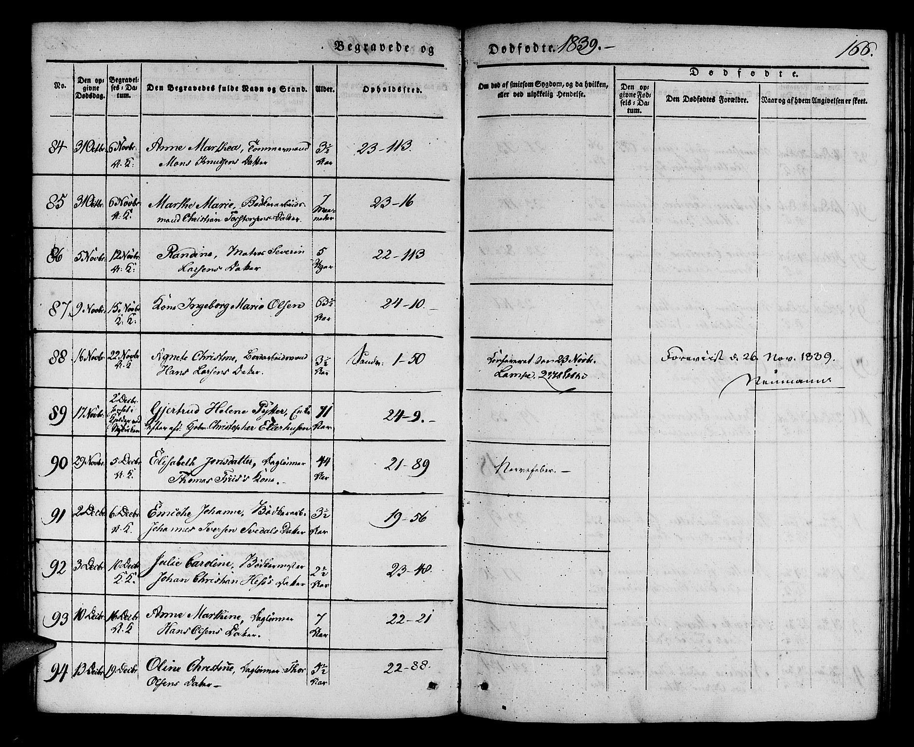 Korskirken sokneprestembete, AV/SAB-A-76101/H/Haa/L0043: Parish register (official) no. E 1, 1834-1848, p. 166