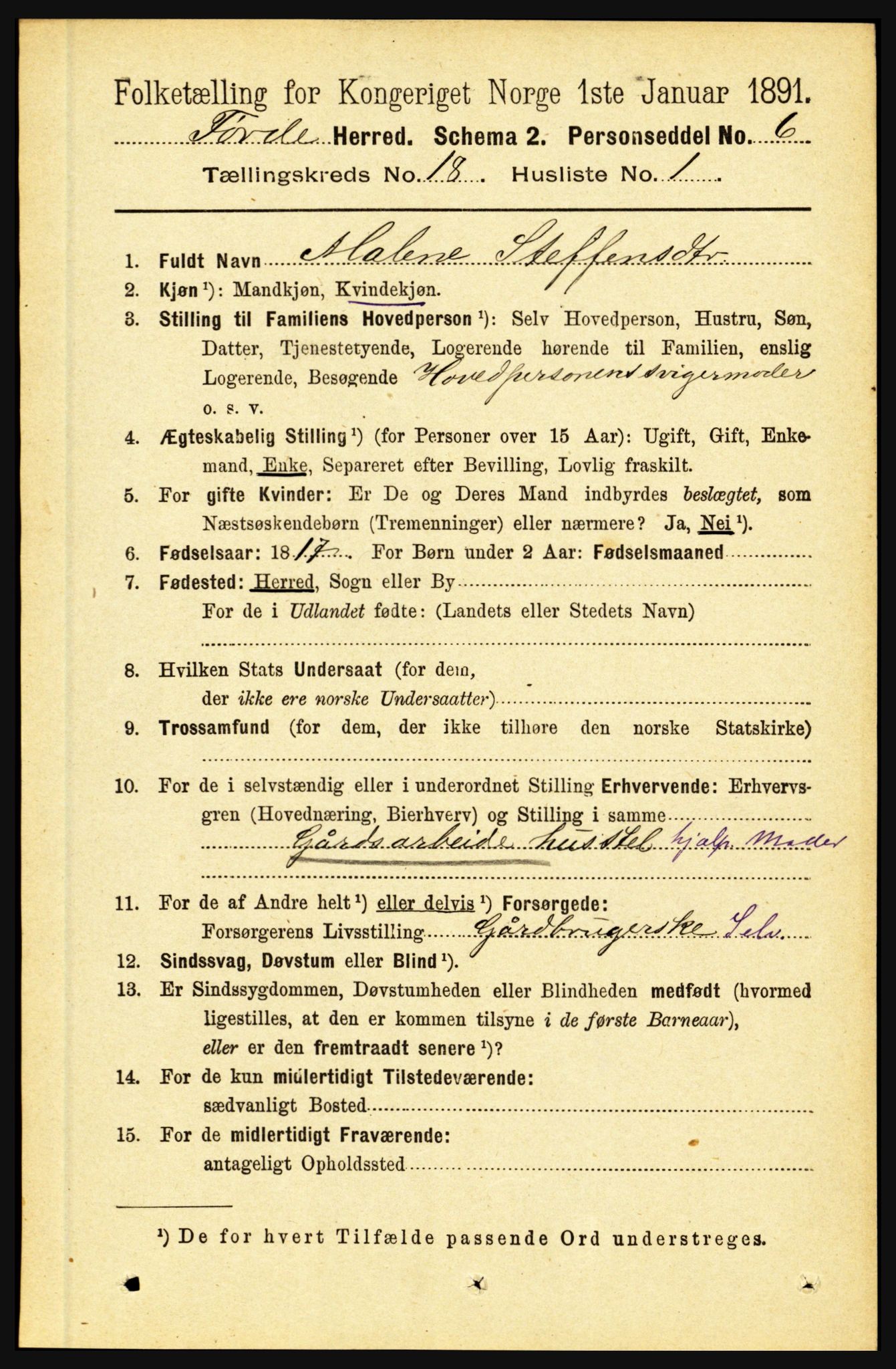 RA, 1891 census for 1432 Førde, 1891, p. 6373