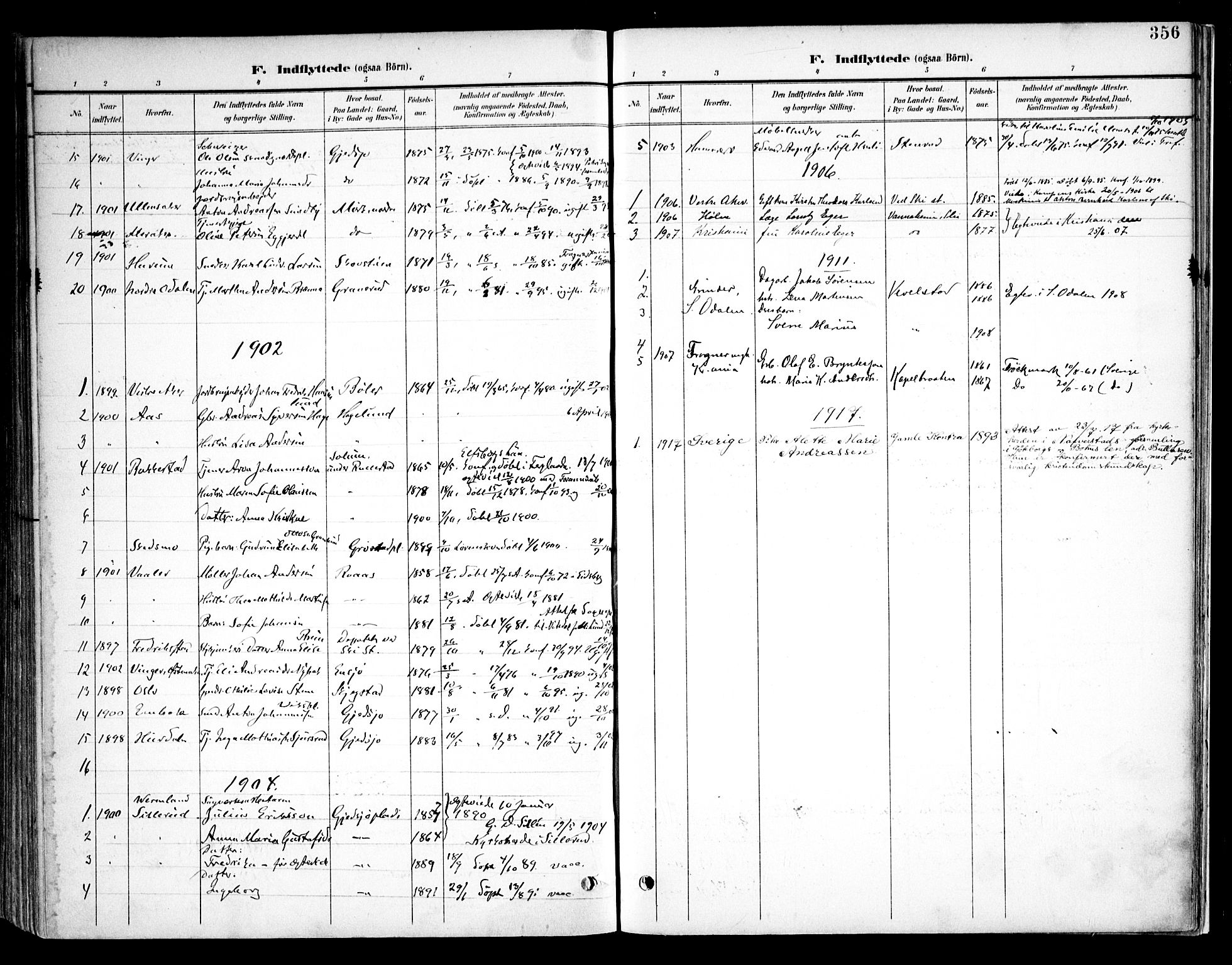 Kråkstad prestekontor Kirkebøker, SAO/A-10125a/F/Fb/L0002: Parish register (official) no. II 2, 1893-1917, p. 356