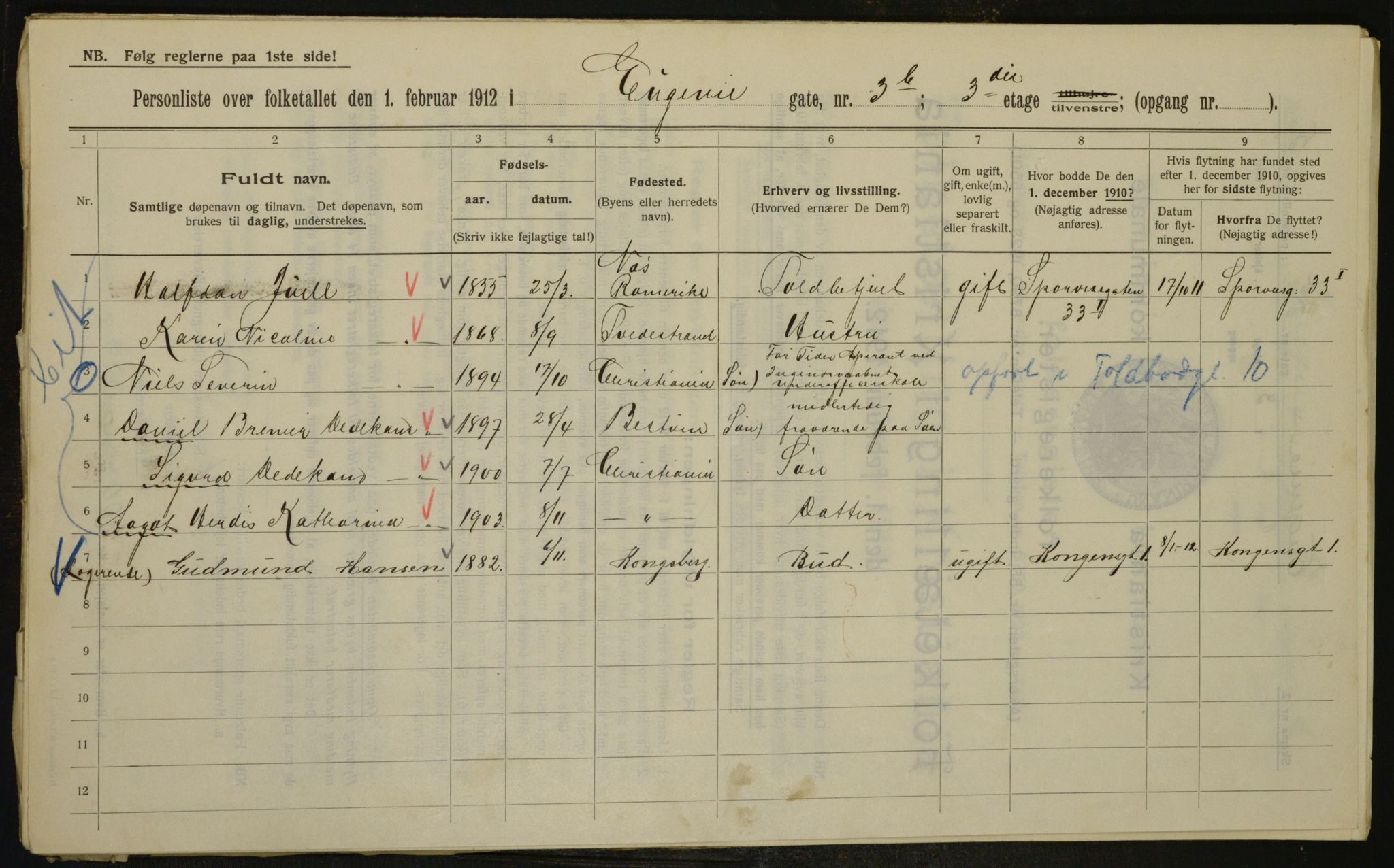 OBA, Municipal Census 1912 for Kristiania, 1912, p. 22620