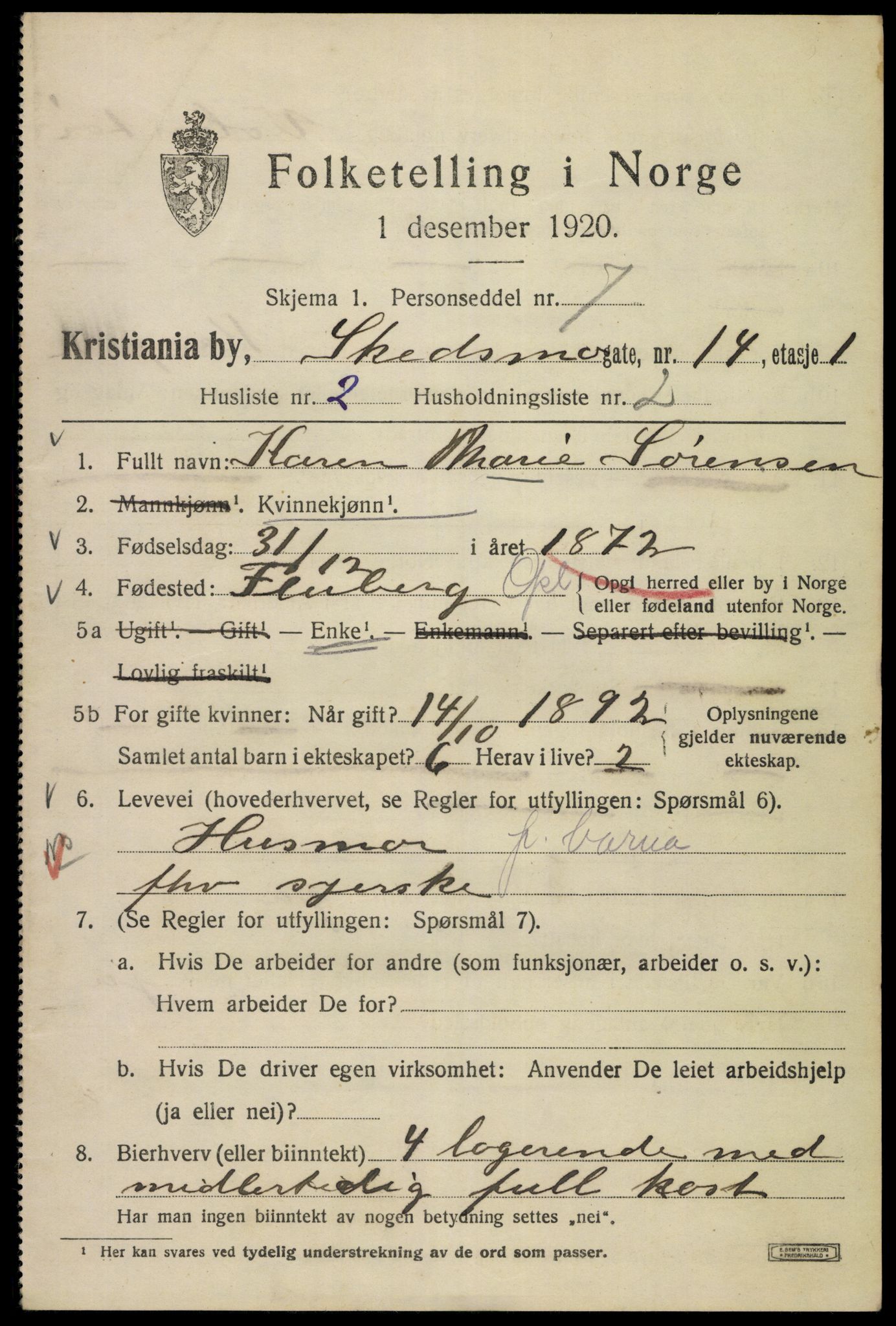 SAO, 1920 census for Kristiania, 1920, p. 512053