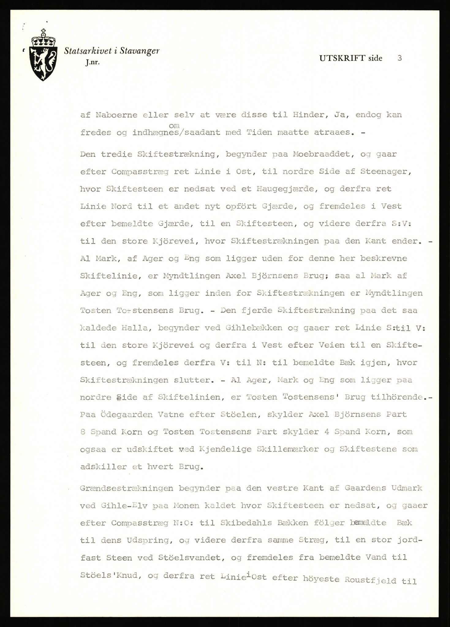 Statsarkivet i Stavanger, SAST/A-101971/03/Y/Yj/L0025: Avskrifter sortert etter gårdsnavn: Garpestad - Gjerde, 1750-1930, p. 307