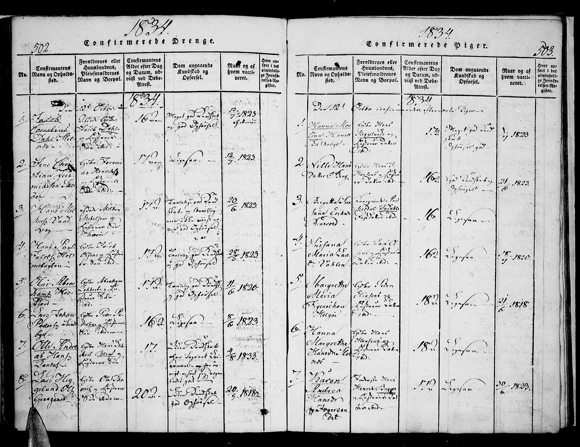 Karlsøy sokneprestembete, SATØ/S-1299/H/Ha/Haa/L0002kirke: Parish register (official) no. 2, 1823-1842, p. 502-503