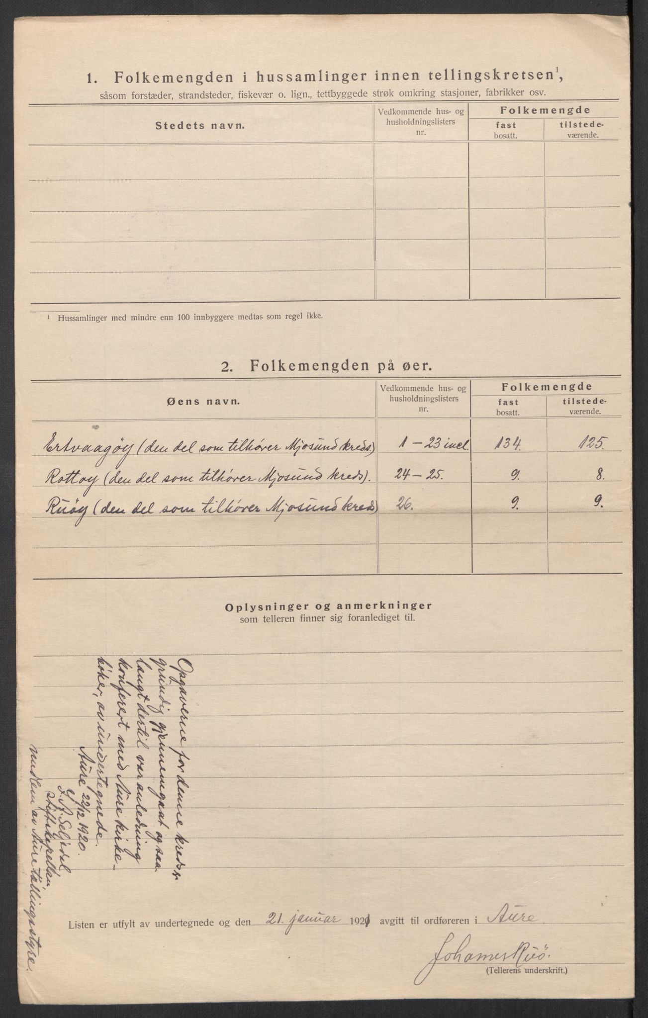 SAT, 1920 census for Aure, 1920, p. 40