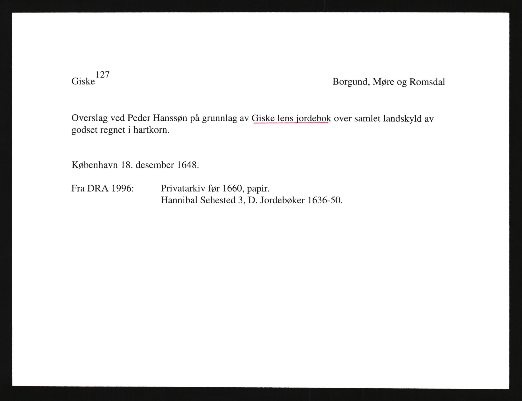 Riksarkivets diplomsamling, AV/RA-EA-5965/F35/F35e/L0031: Registreringssedler Møre og Romsdal, 1400-1700, p. 311