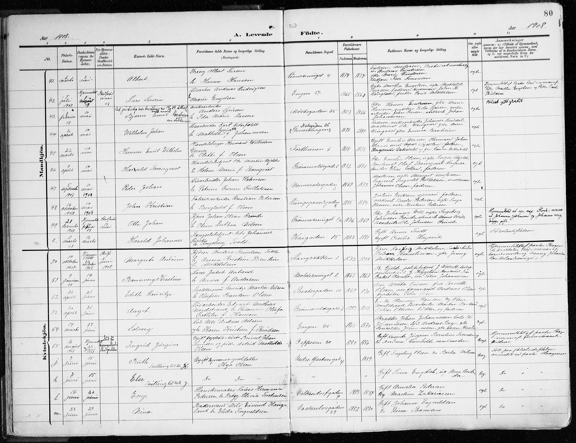 Domkirken sokneprestembete, AV/SAB-A-74801/H/Haa/L0025: Parish register (official) no. B 8, 1903-1925, p. 80
