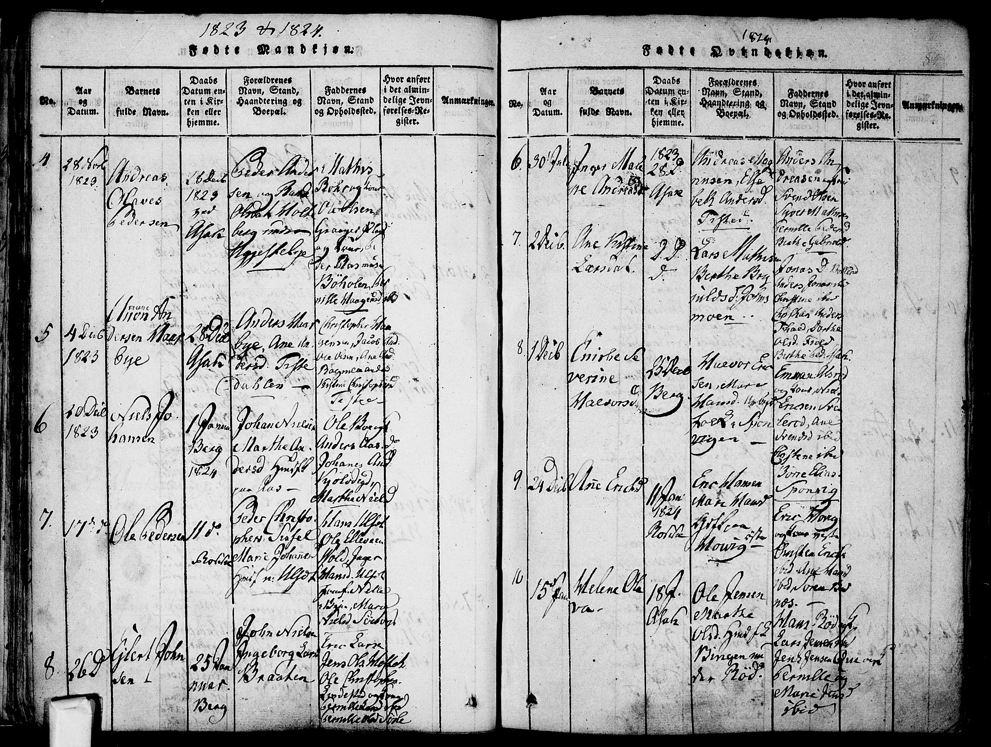 Berg prestekontor Kirkebøker, AV/SAO-A-10902/F/Fa/L0002: Parish register (official) no. I 2, 1815-1831, p. 84
