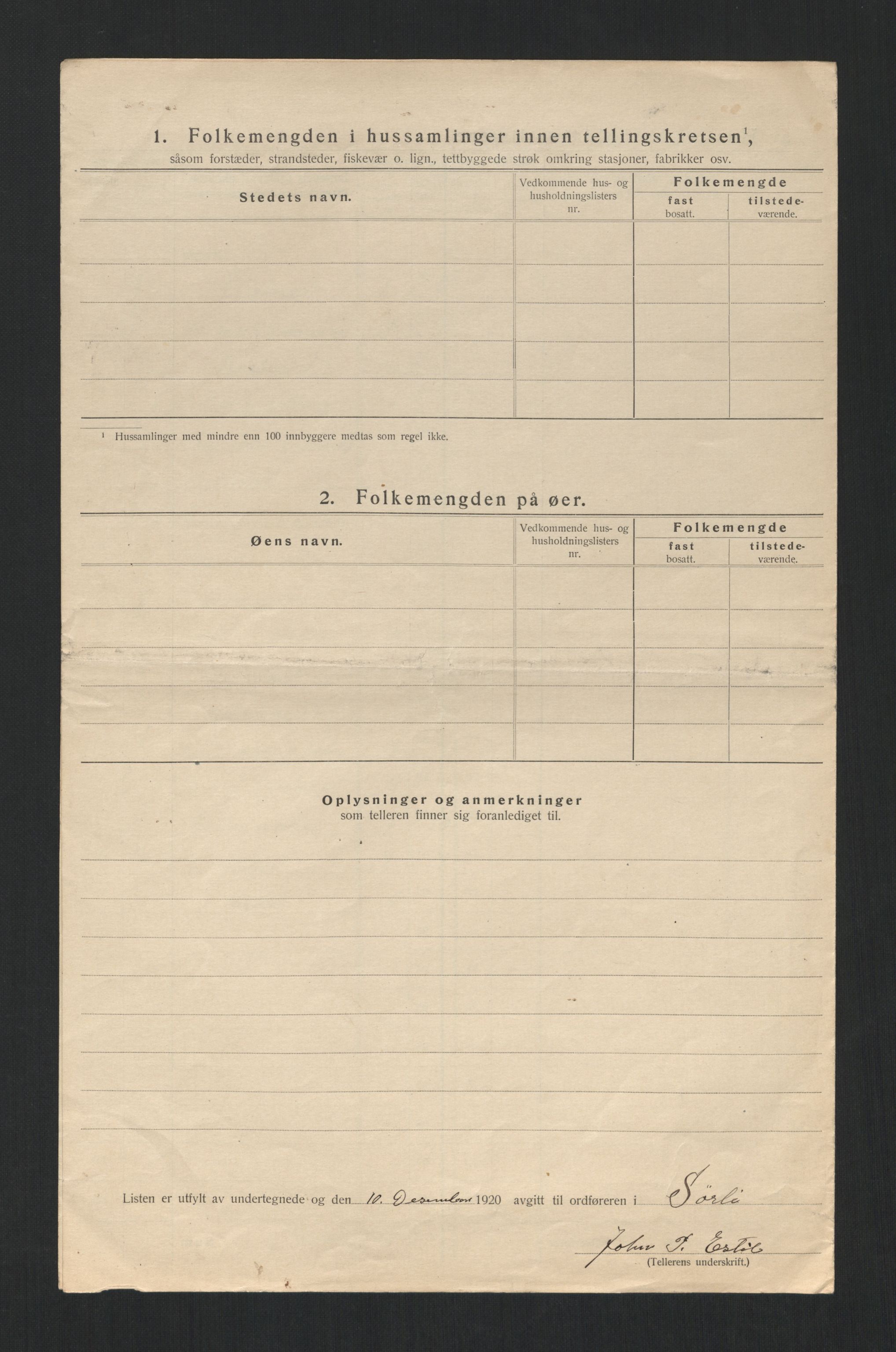 SAT, 1920 census for Sørli, 1920, p. 13