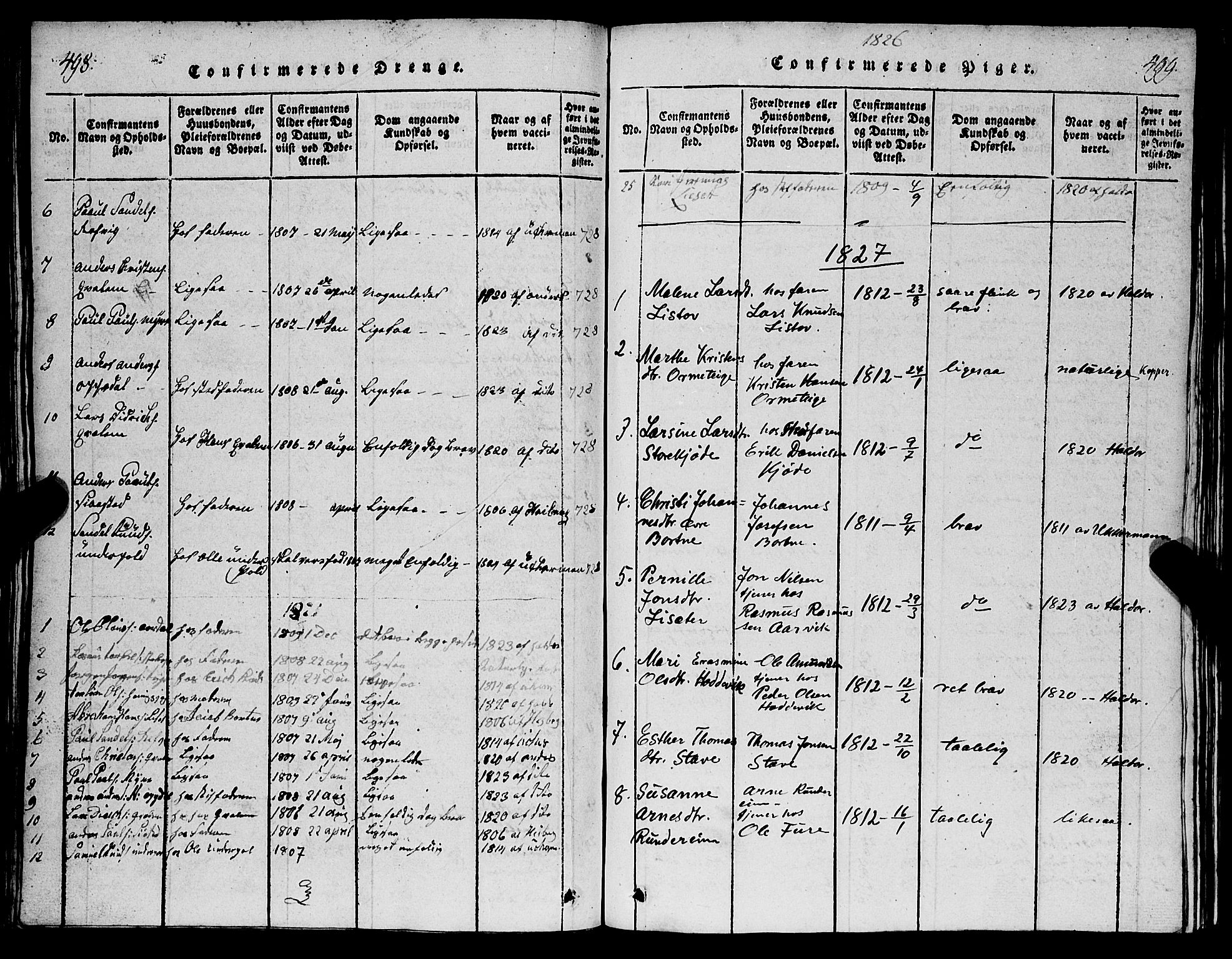 Selje sokneprestembete, AV/SAB-A-99938/H/Ha/Hab/Haba: Parish register (copy) no. A 1, 1816-1828, p. 498-499