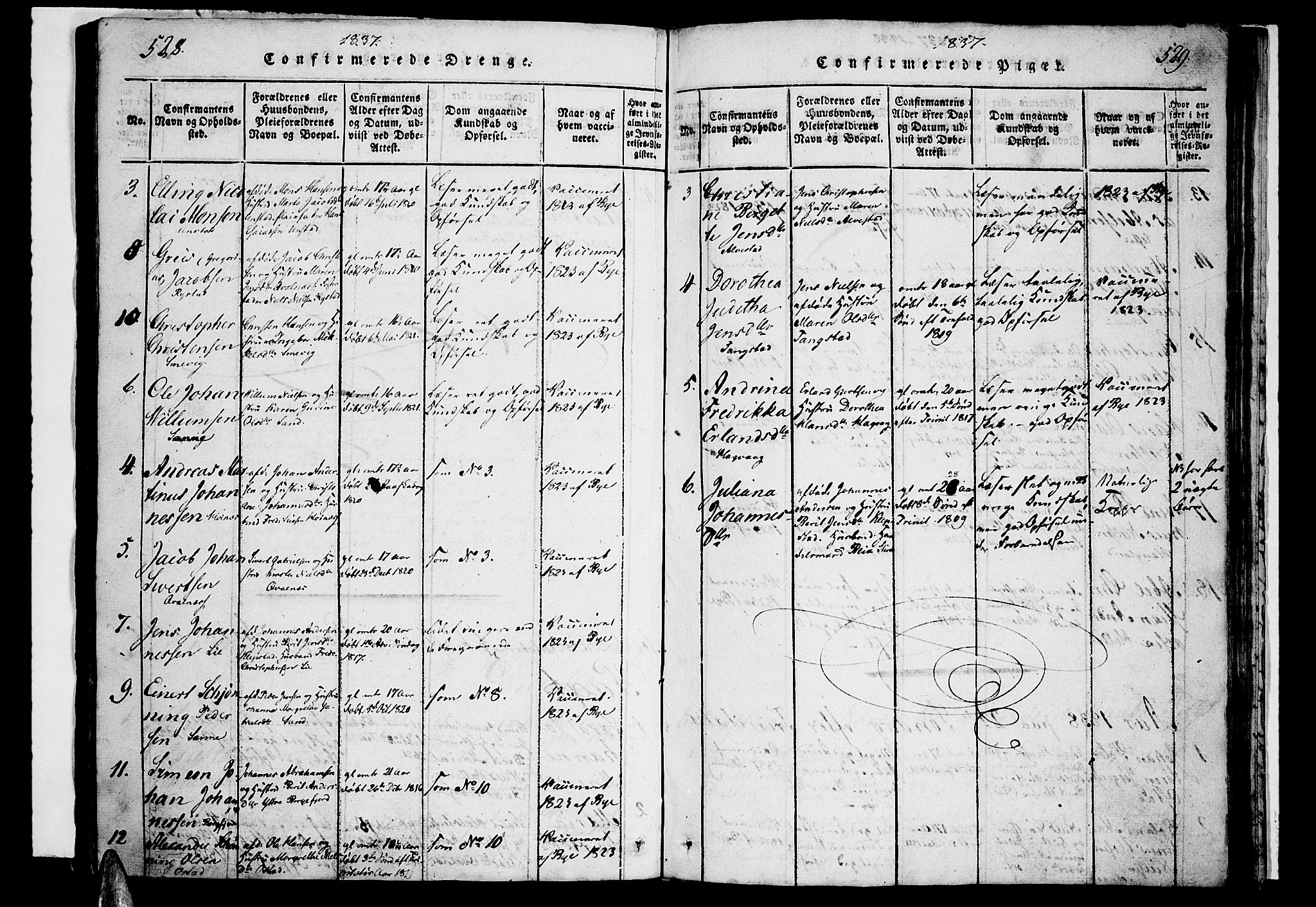 Ministerialprotokoller, klokkerbøker og fødselsregistre - Nordland, SAT/A-1459/880/L1130: Parish register (official) no. 880A04, 1821-1843, p. 528-529
