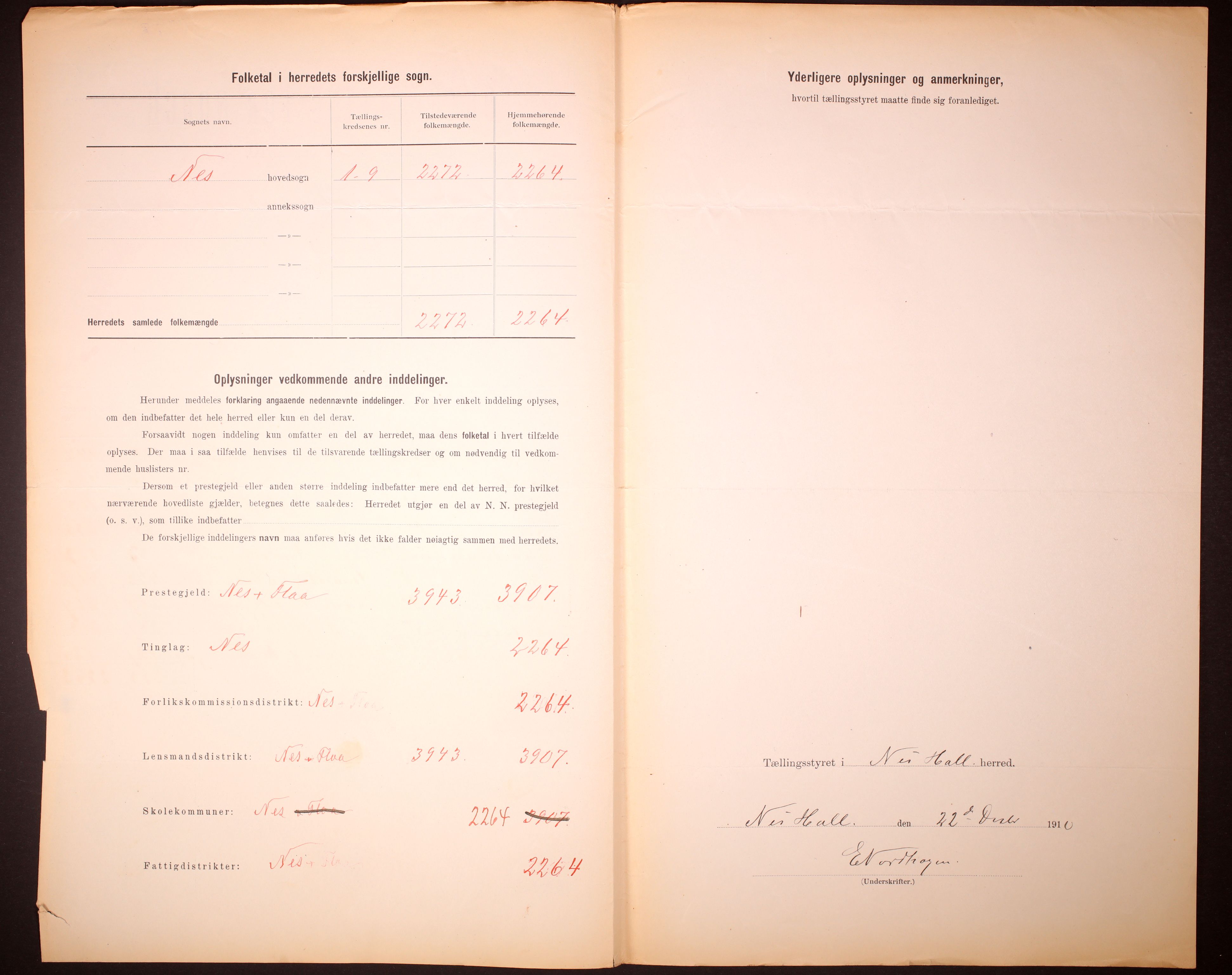 RA, 1910 census for Nes, 1910, p. 3