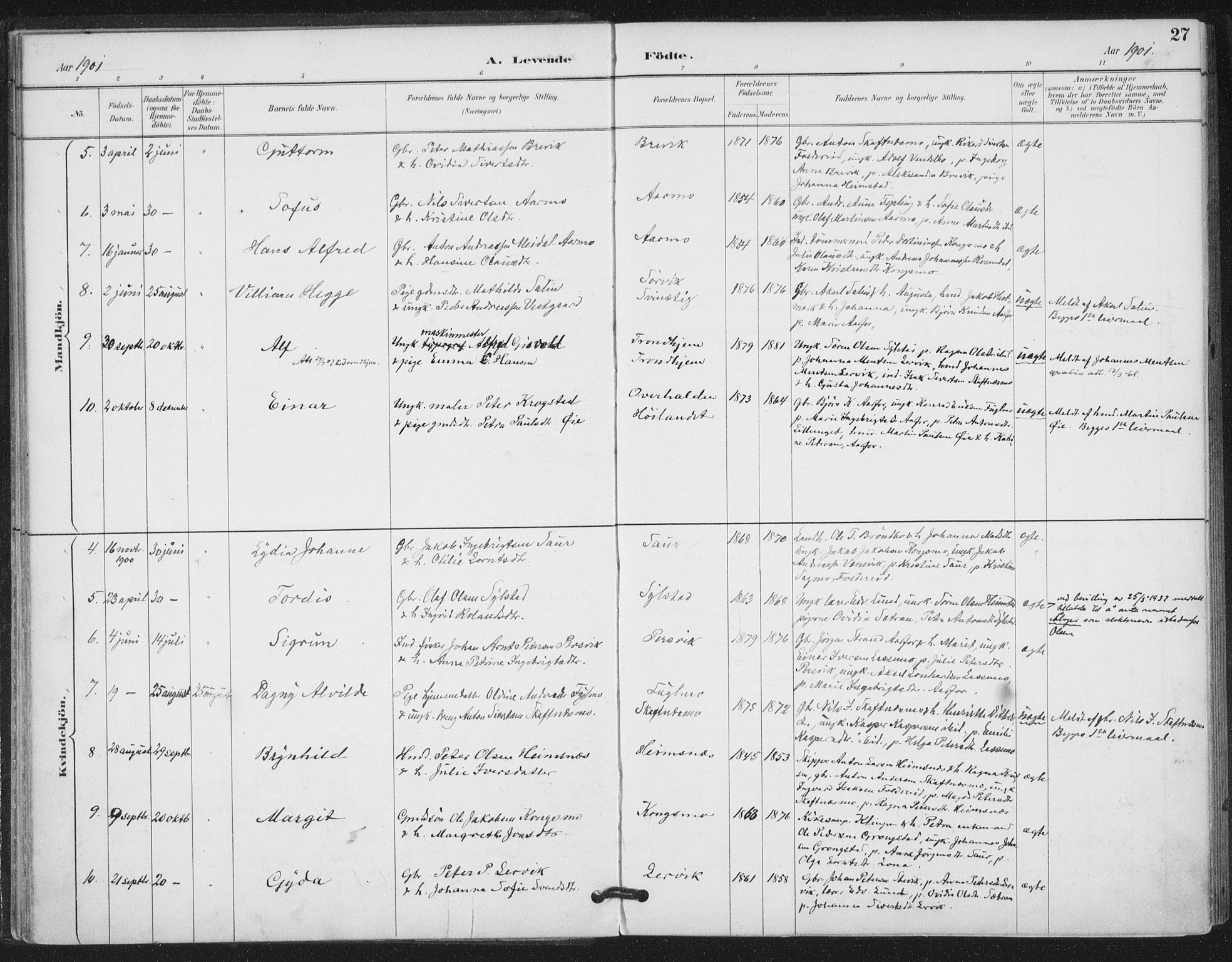 Ministerialprotokoller, klokkerbøker og fødselsregistre - Nord-Trøndelag, SAT/A-1458/783/L0660: Parish register (official) no. 783A02, 1886-1918, p. 27