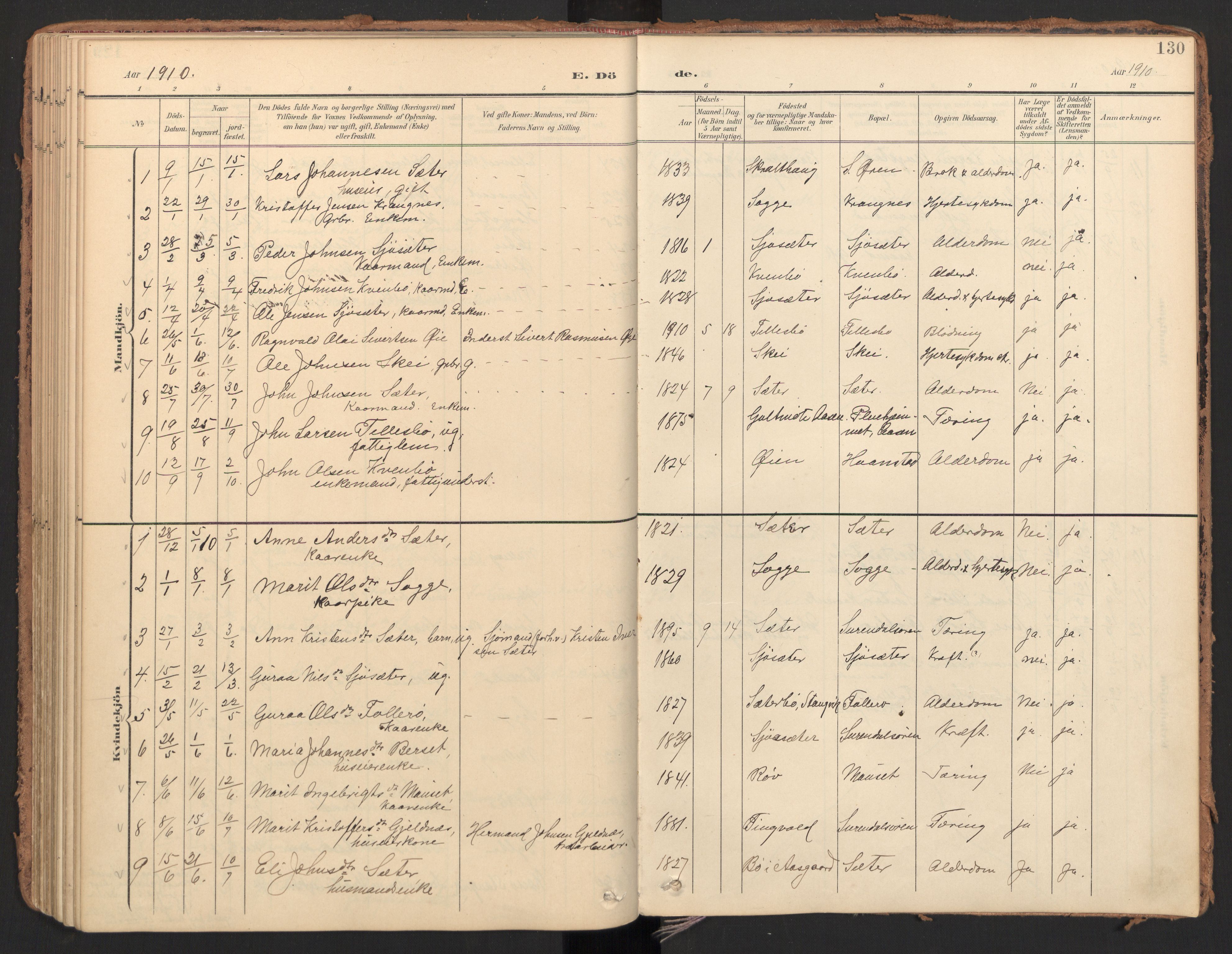 Ministerialprotokoller, klokkerbøker og fødselsregistre - Møre og Romsdal, SAT/A-1454/596/L1057: Parish register (official) no. 596A02, 1900-1917, p. 130