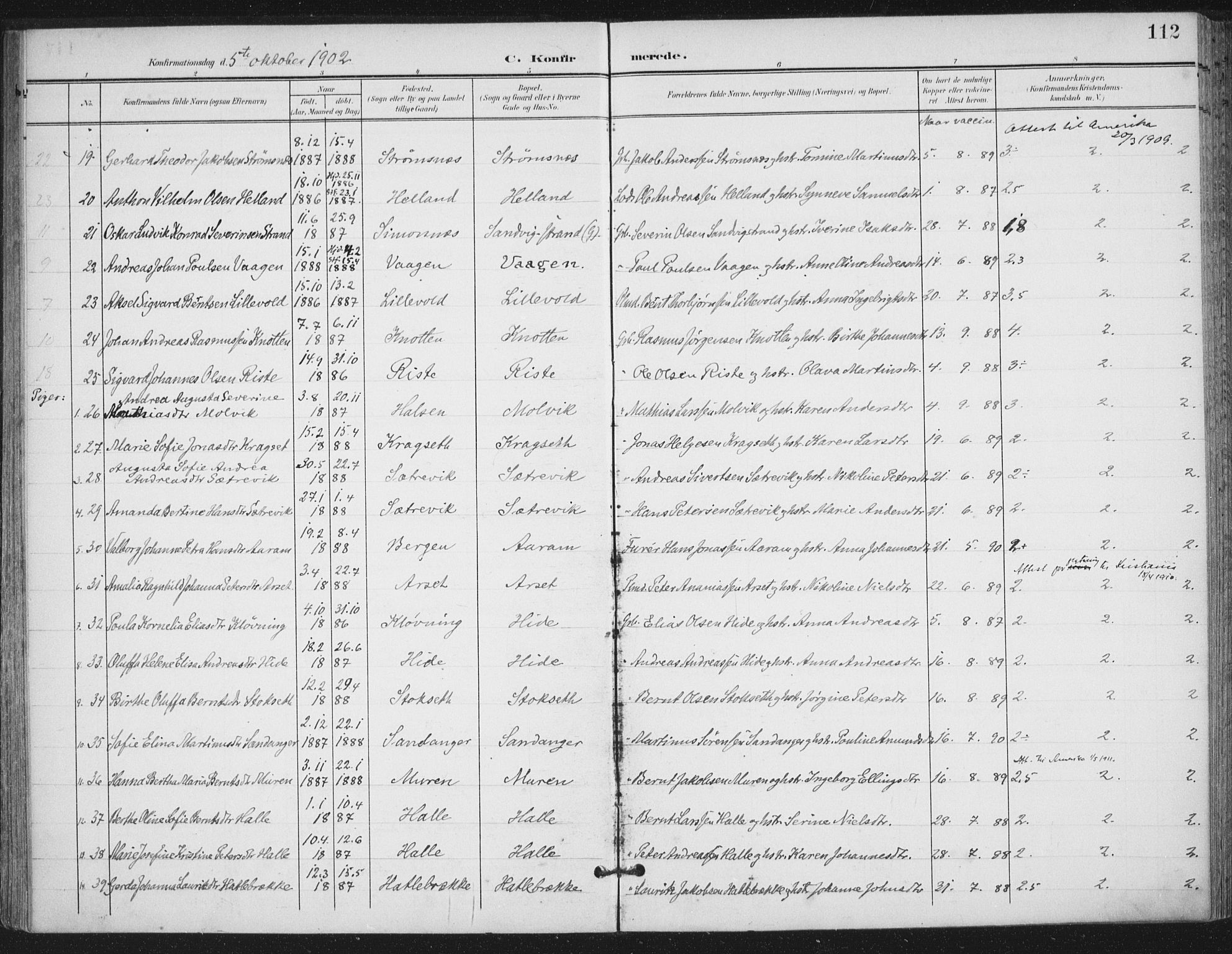 Ministerialprotokoller, klokkerbøker og fødselsregistre - Møre og Romsdal, AV/SAT-A-1454/503/L0038: Parish register (official) no. 503A06, 1901-1917, p. 112