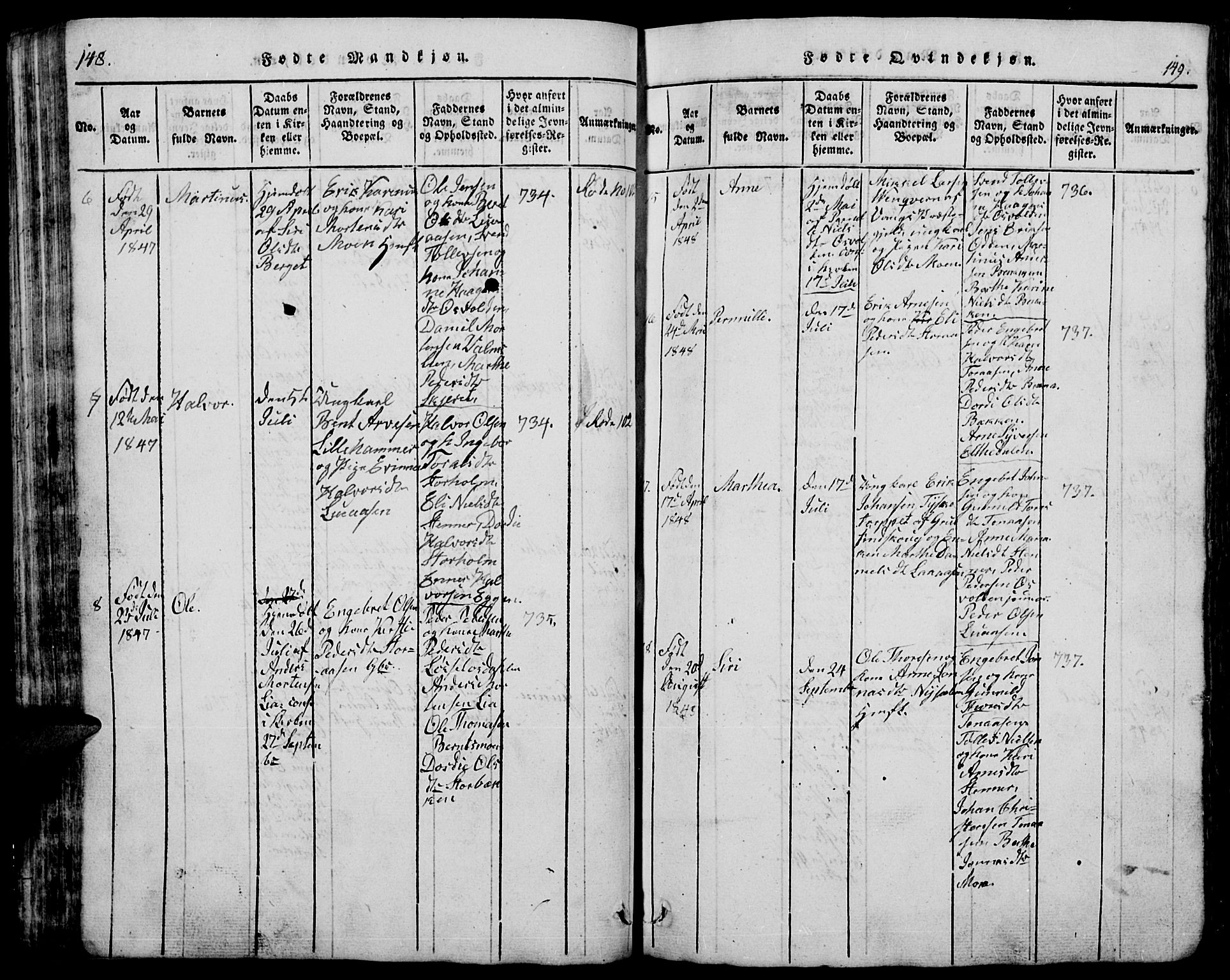 Trysil prestekontor, AV/SAH-PREST-046/H/Ha/Hab/L0005: Parish register (copy) no. 5, 1814-1877, p. 148-149