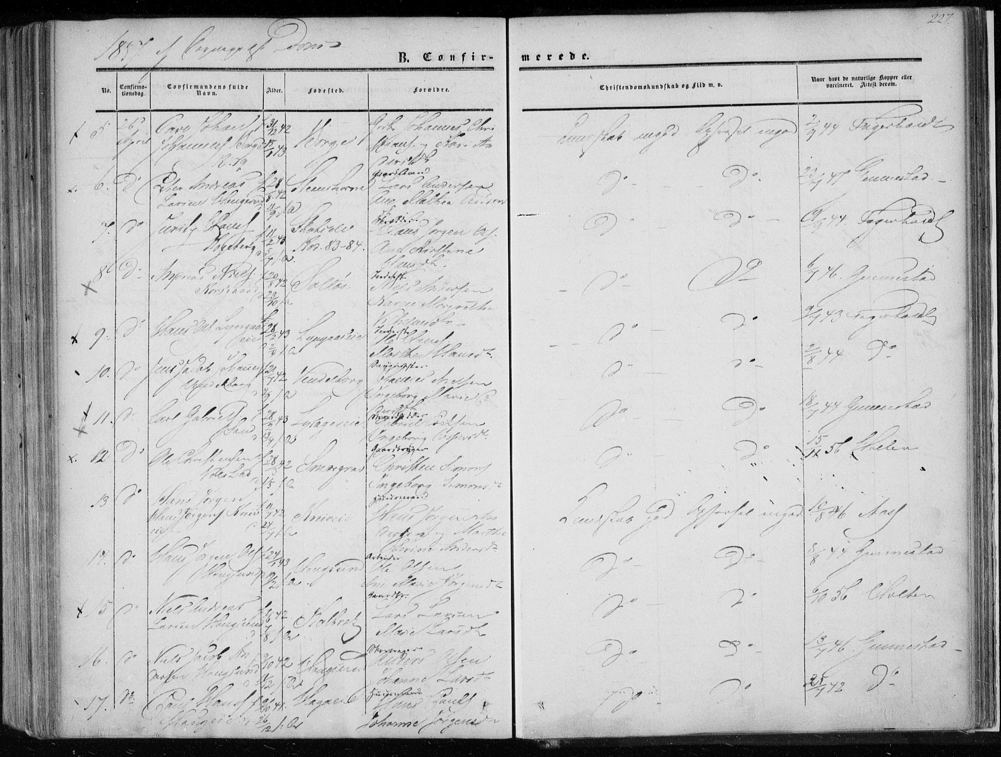 Eiker kirkebøker, AV/SAKO-A-4/F/Fa/L0015a: Parish register (official) no. I 15A, 1854-1860, p. 227