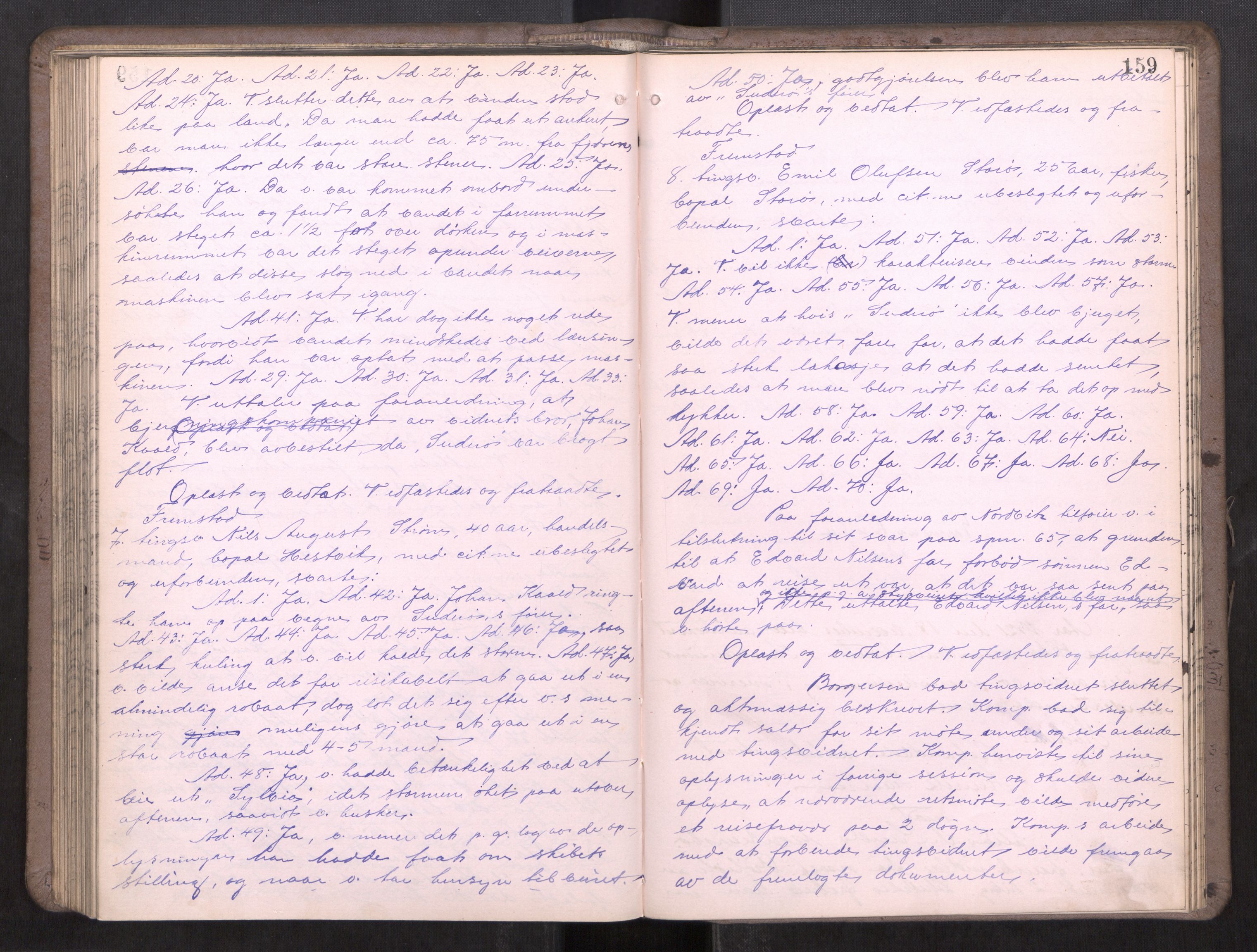 Hitra sorenskriveri, AV/SAT-A-0018/1/1B/L0003: Ekstrarettsprotokoll, 1919-1922, p. 158b-159a