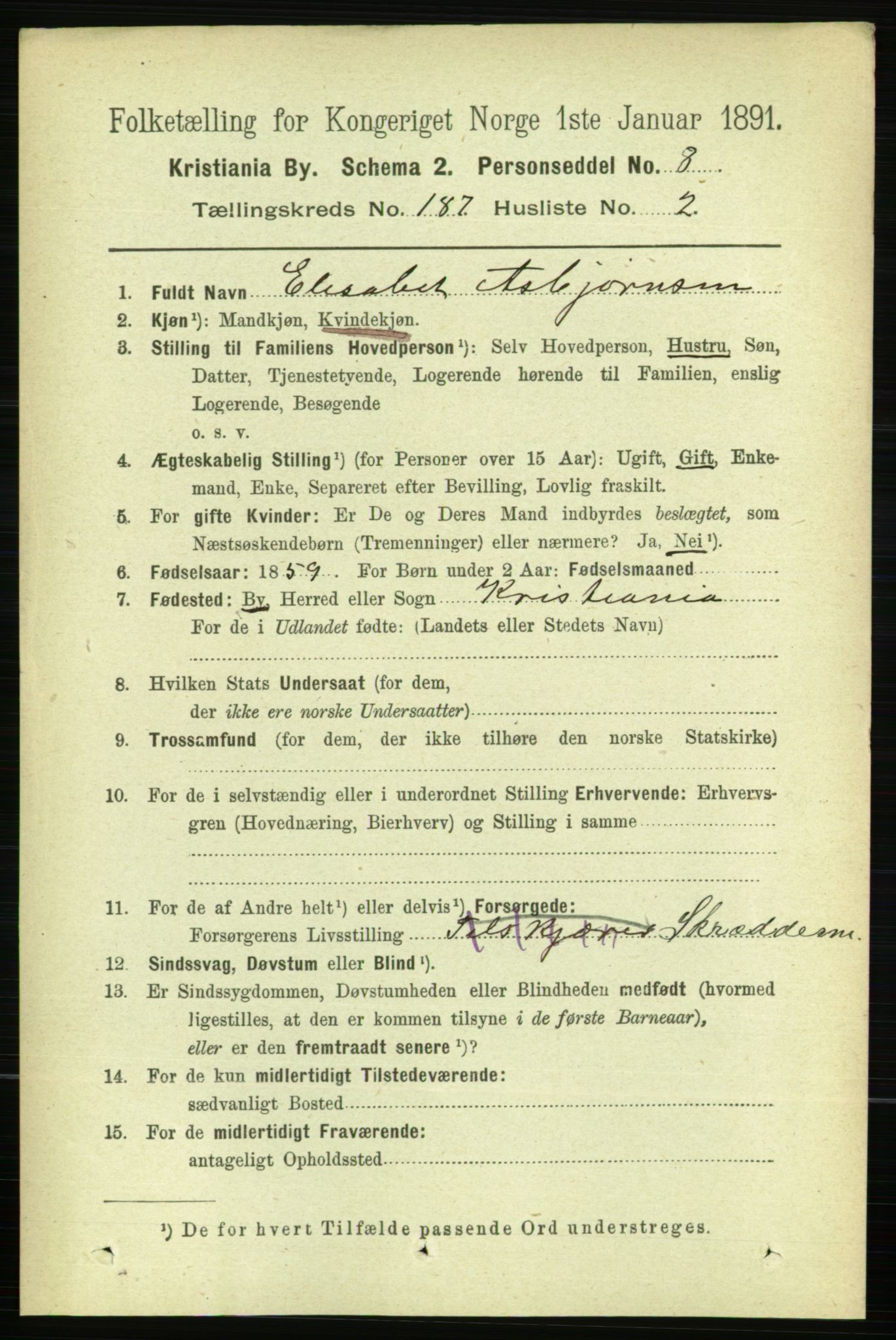 RA, 1891 census for 0301 Kristiania, 1891, p. 111994