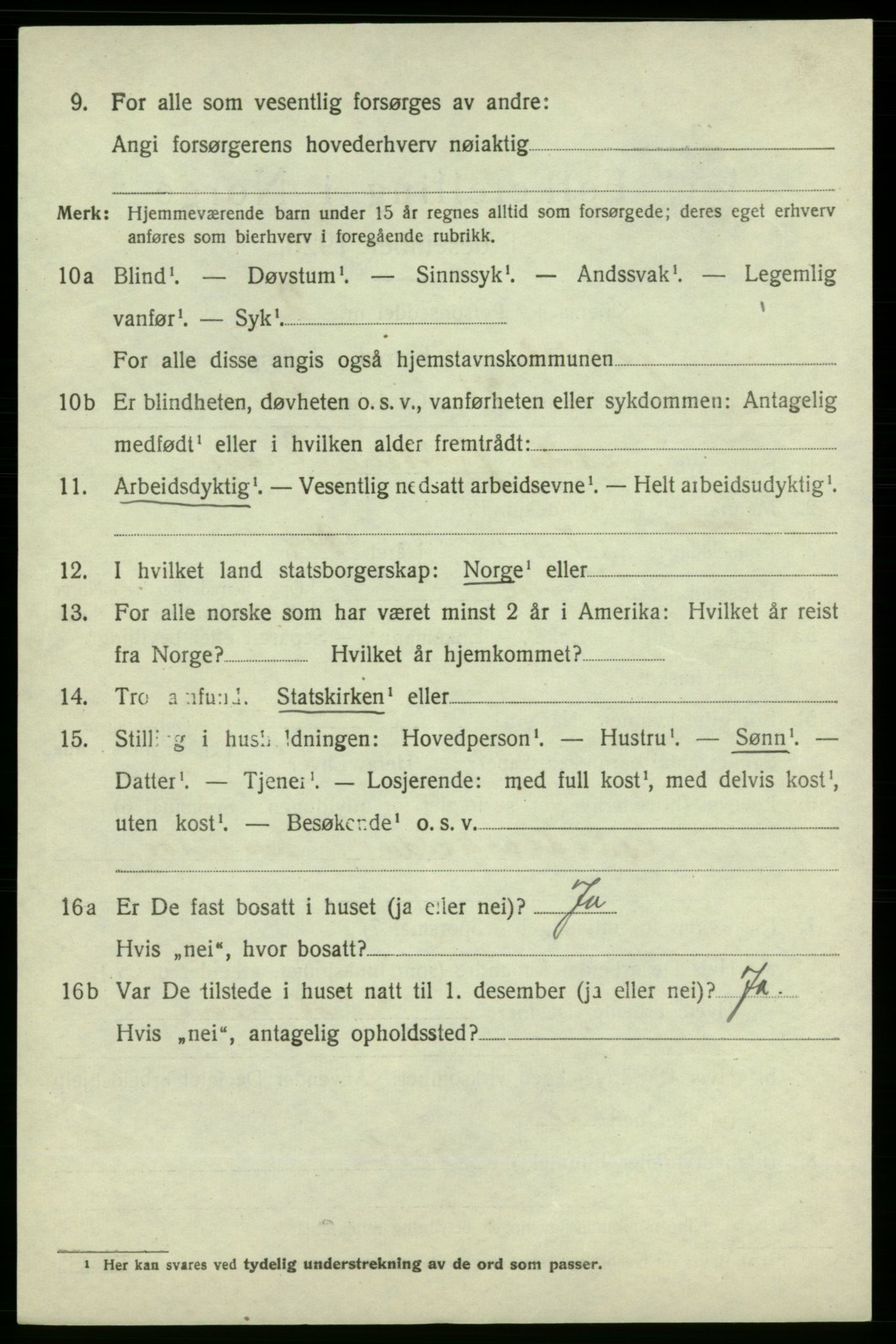 SAB, 1920 census for Jondal, 1920, p. 4619