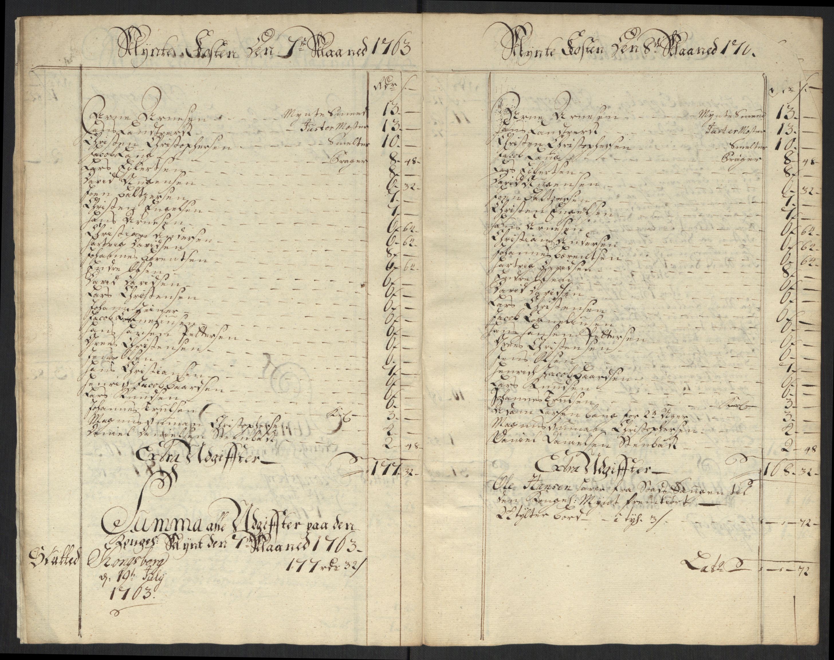 Rentekammeret inntil 1814, Realistisk ordnet avdeling, RA/EA-4070/Oa/L0010: [Y8]: Regninger for Kongsbergs mynt., 1760-1805, p. 38
