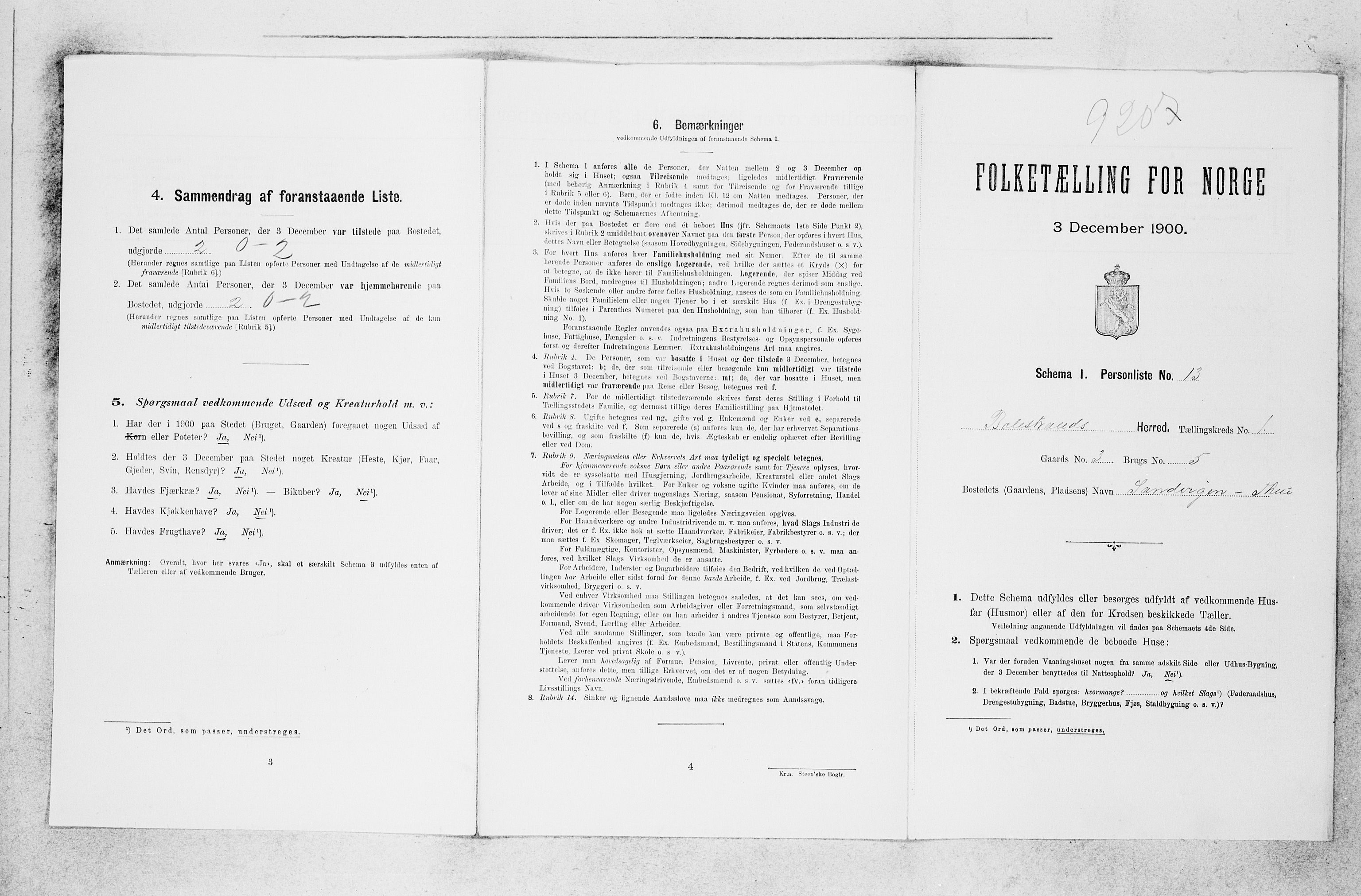 SAB, 1900 census for Balestrand, 1900, p. 87