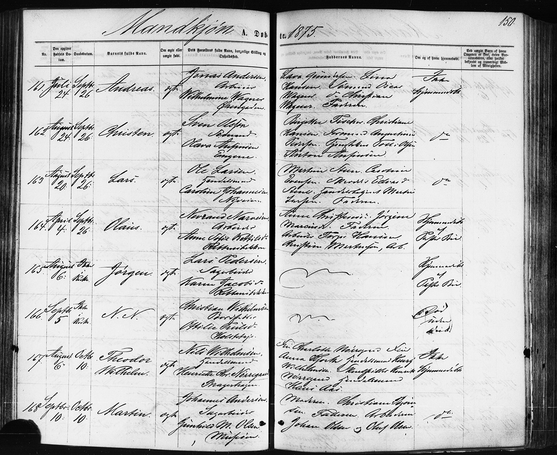 Bragernes kirkebøker, AV/SAKO-A-6/F/Fb/L0004: Parish register (official) no. II 4, 1869-1875, p. 150