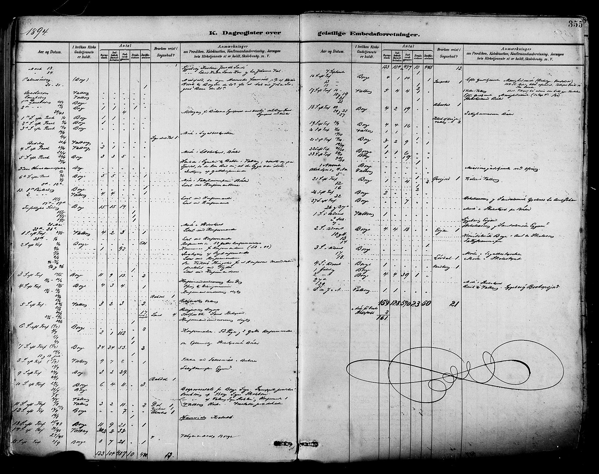 Ministerialprotokoller, klokkerbøker og fødselsregistre - Nordland, AV/SAT-A-1459/880/L1133: Parish register (official) no. 880A07, 1888-1898, p. 355