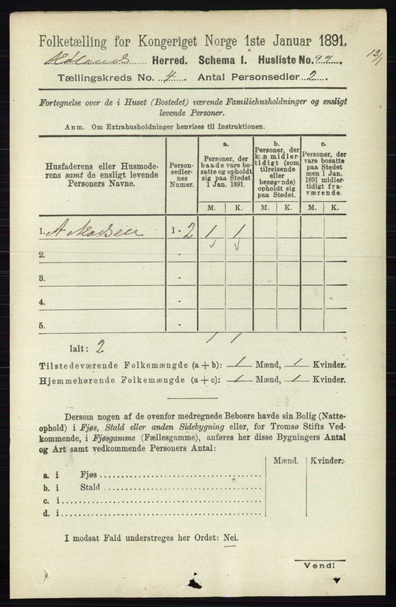 RA, 1891 census for 0221 Høland, 1891, p. 2555