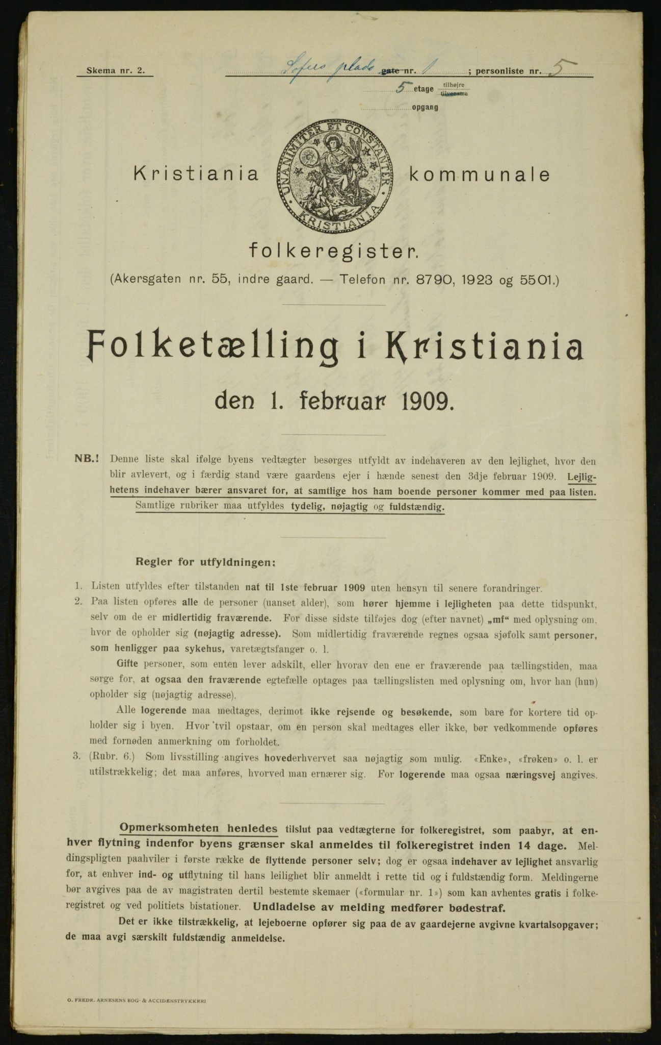 OBA, Municipal Census 1909 for Kristiania, 1909, p. 90098