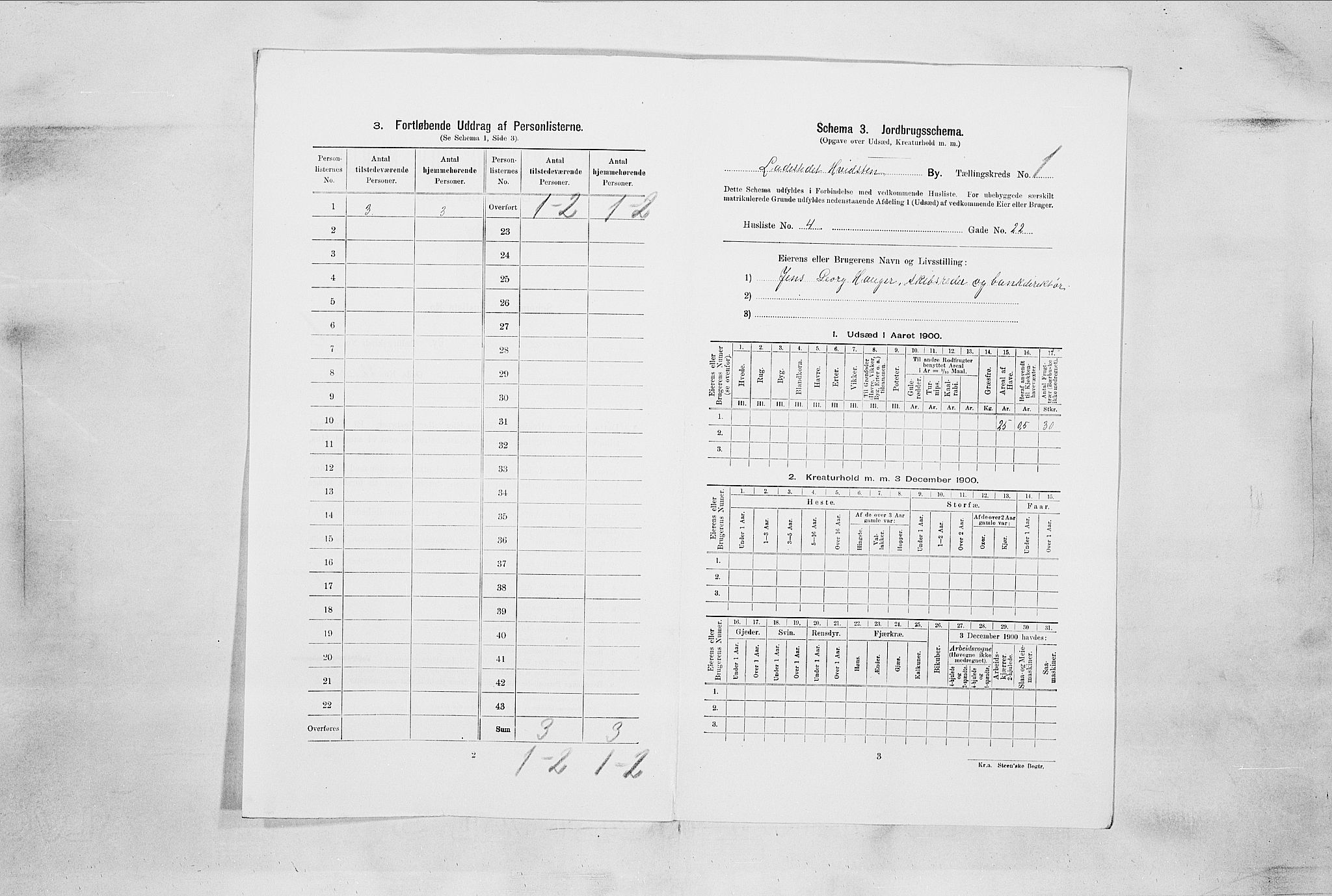 SAO, 1900 census for Hvitsten, 1900
