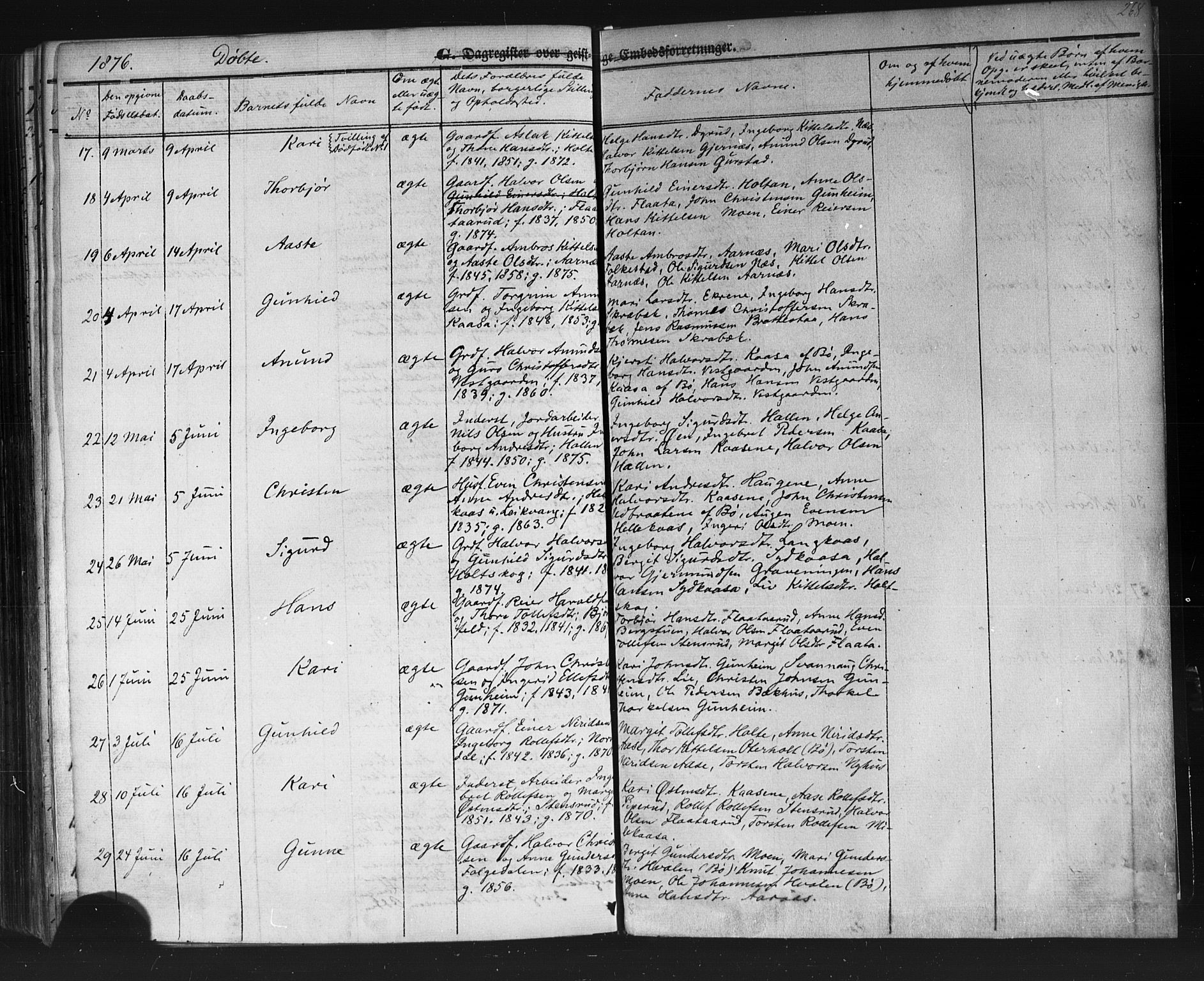 Sauherad kirkebøker, AV/SAKO-A-298/F/Fb/L0001: Parish register (official) no. II 1, 1851-1877, p. 268