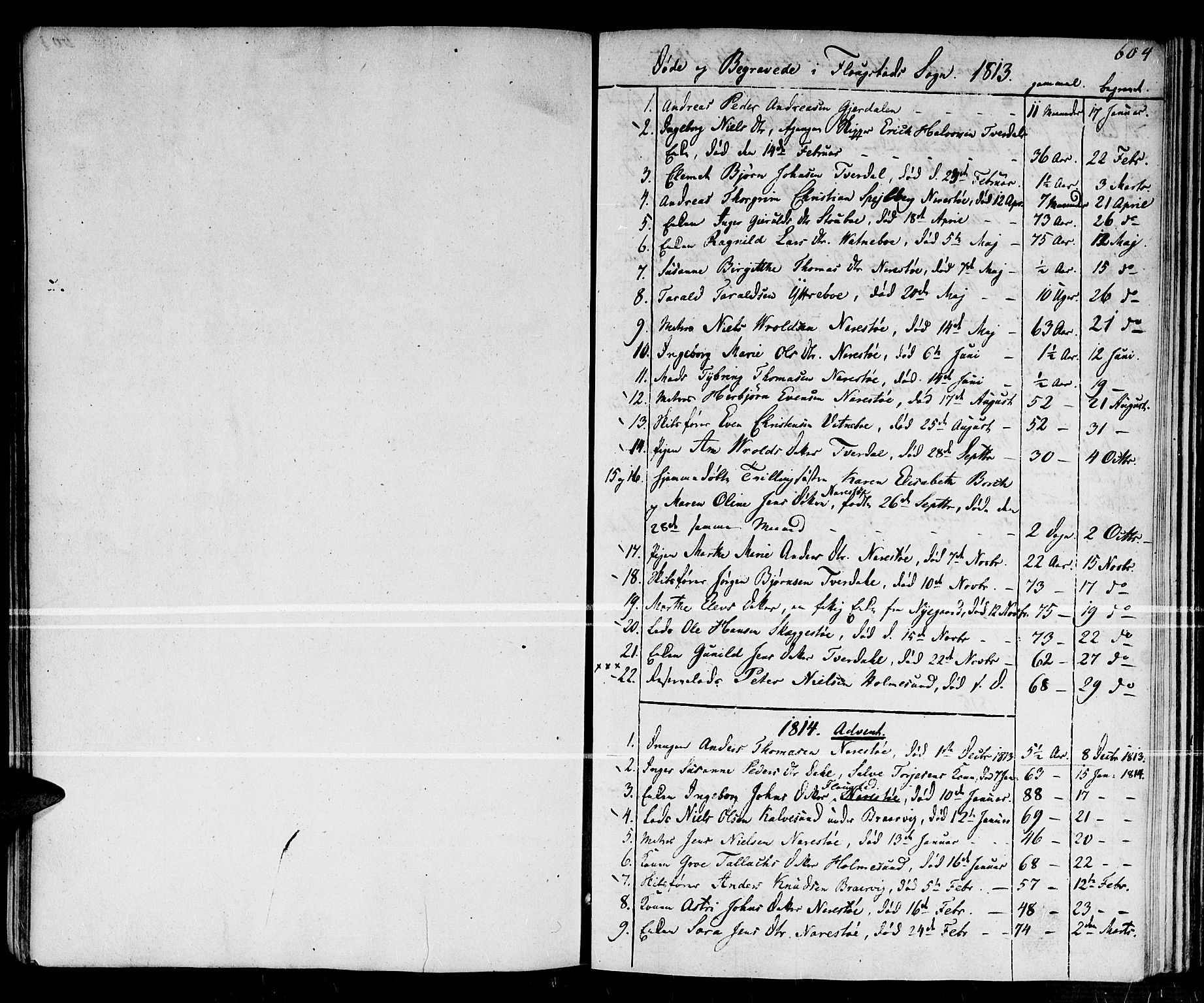 Dypvåg sokneprestkontor, SAK/1111-0007/F/Fa/Faa/L0002: Parish register (official) no. A 2 /2, 1813-1824, p. 604