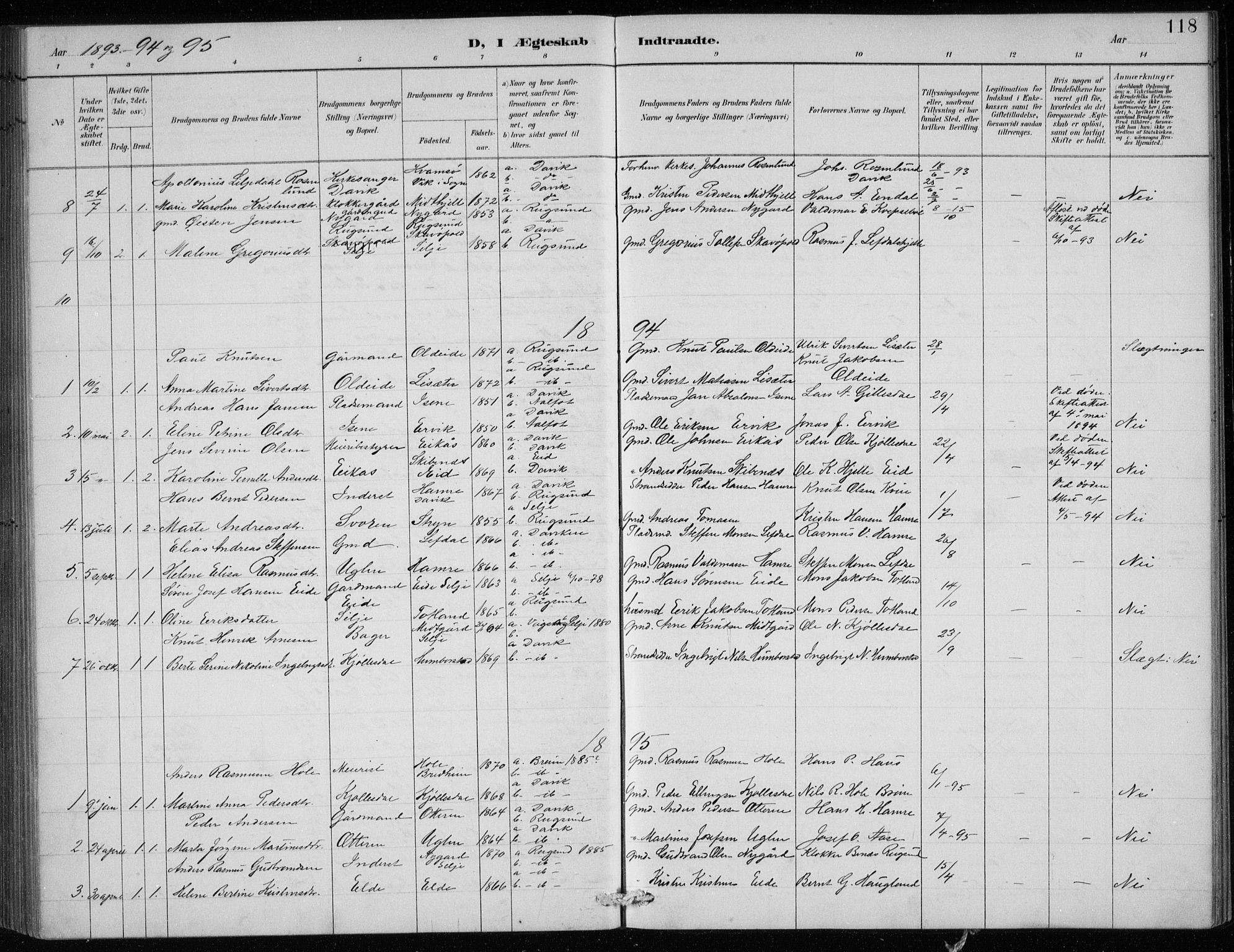 Davik sokneprestembete, AV/SAB-A-79701/H/Hab/Haba/L0002: Parish register (copy) no. A 2, 1890-1911, p. 118